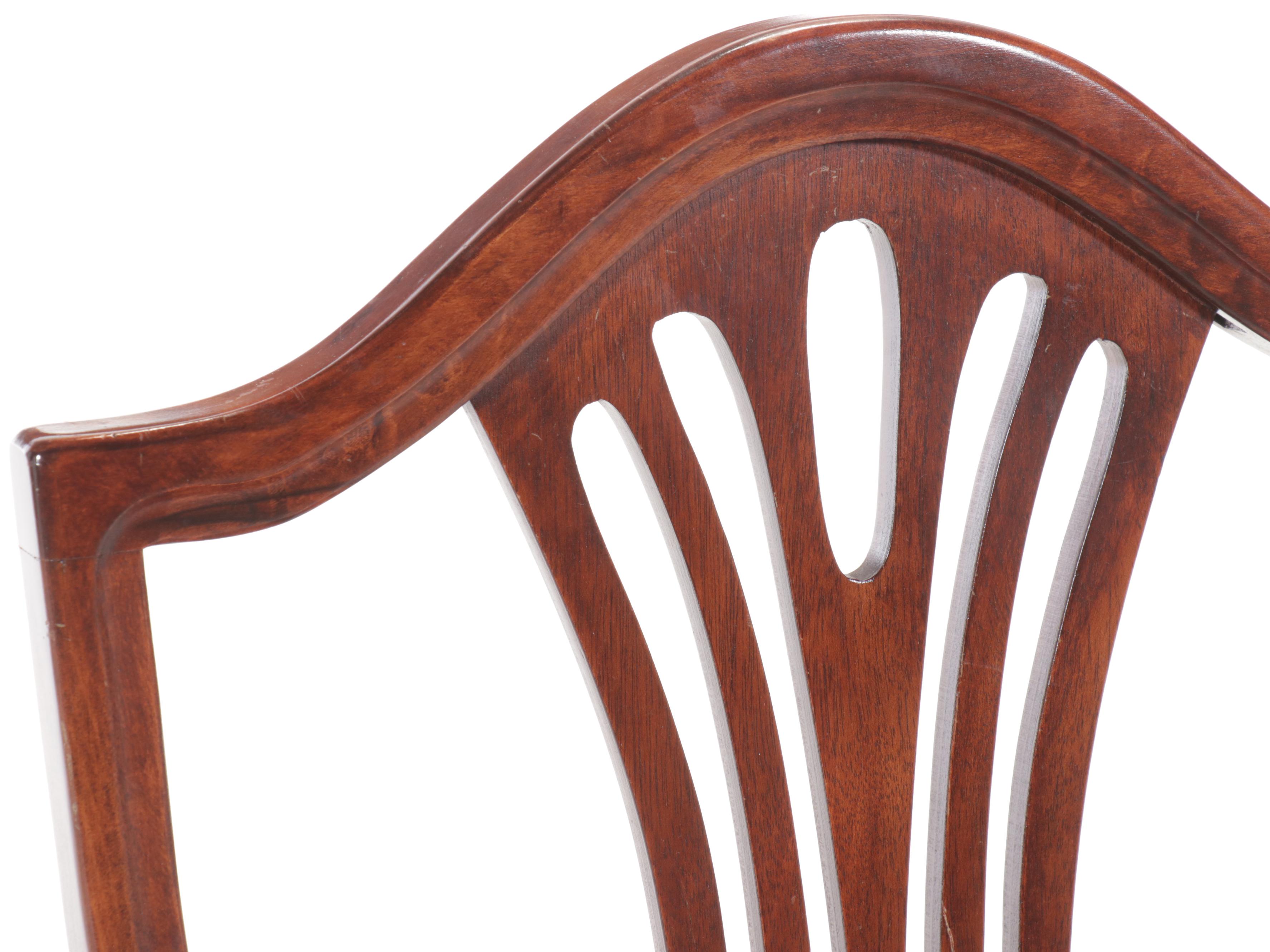 Five Piece Mahogany Dining Set with Shield-Back Chairs, Mid to Late 20th Century