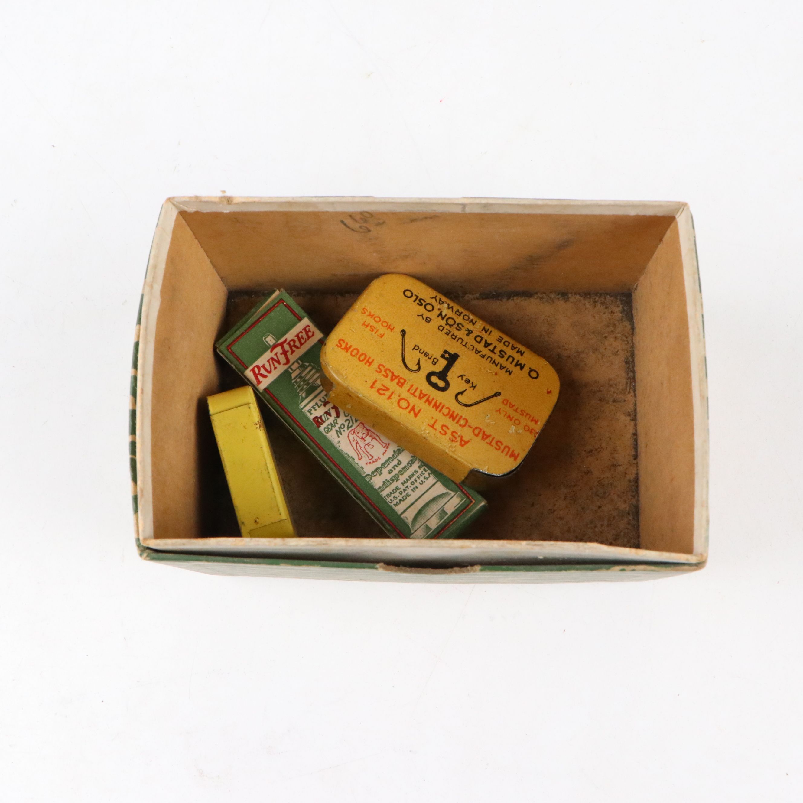 Fred Arbogast Jitterbug Surface Bait with Other Vintage Tackle, Lines, and Reel