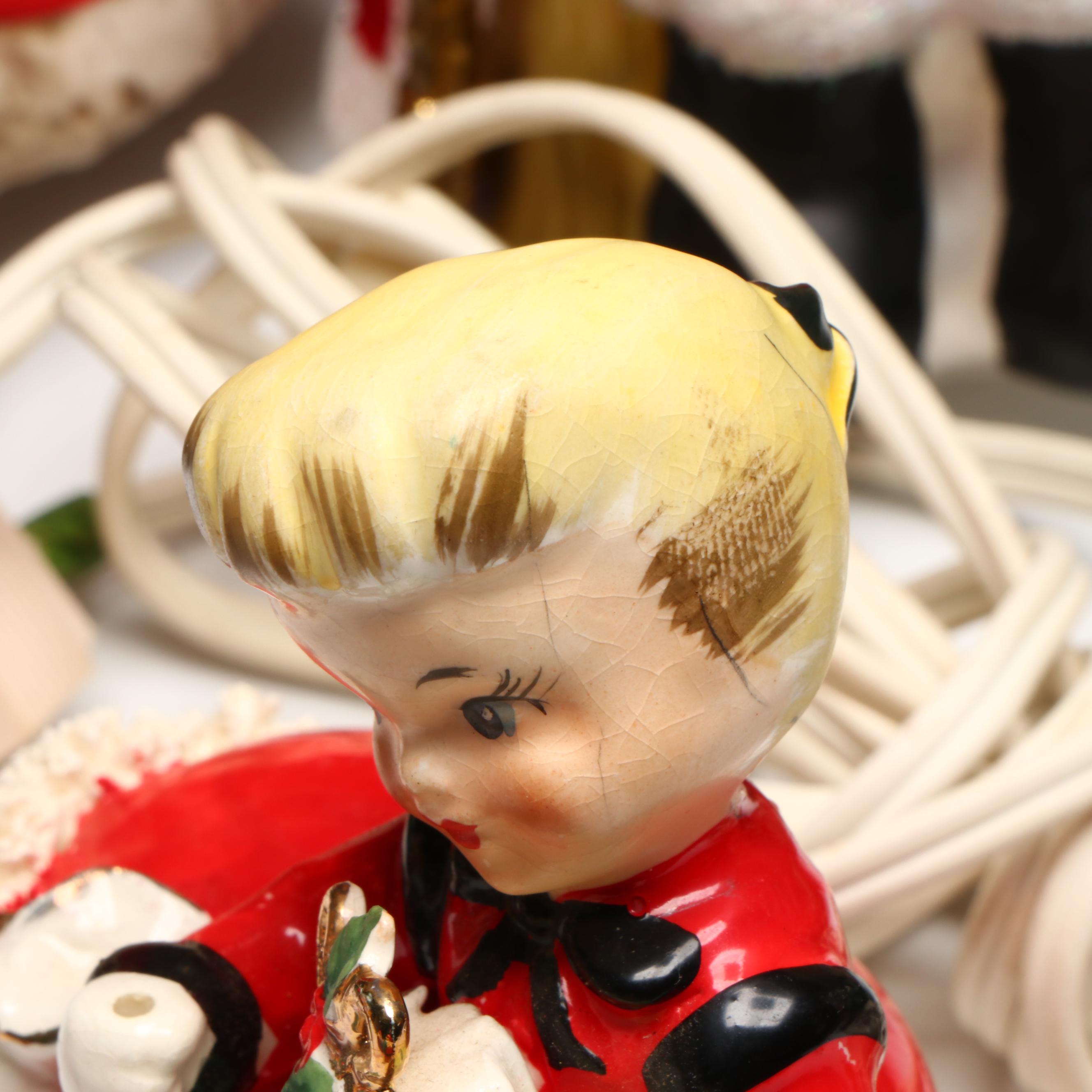 Collection of Glass and Ceramic Christmas Décor with Vintage Ornaments