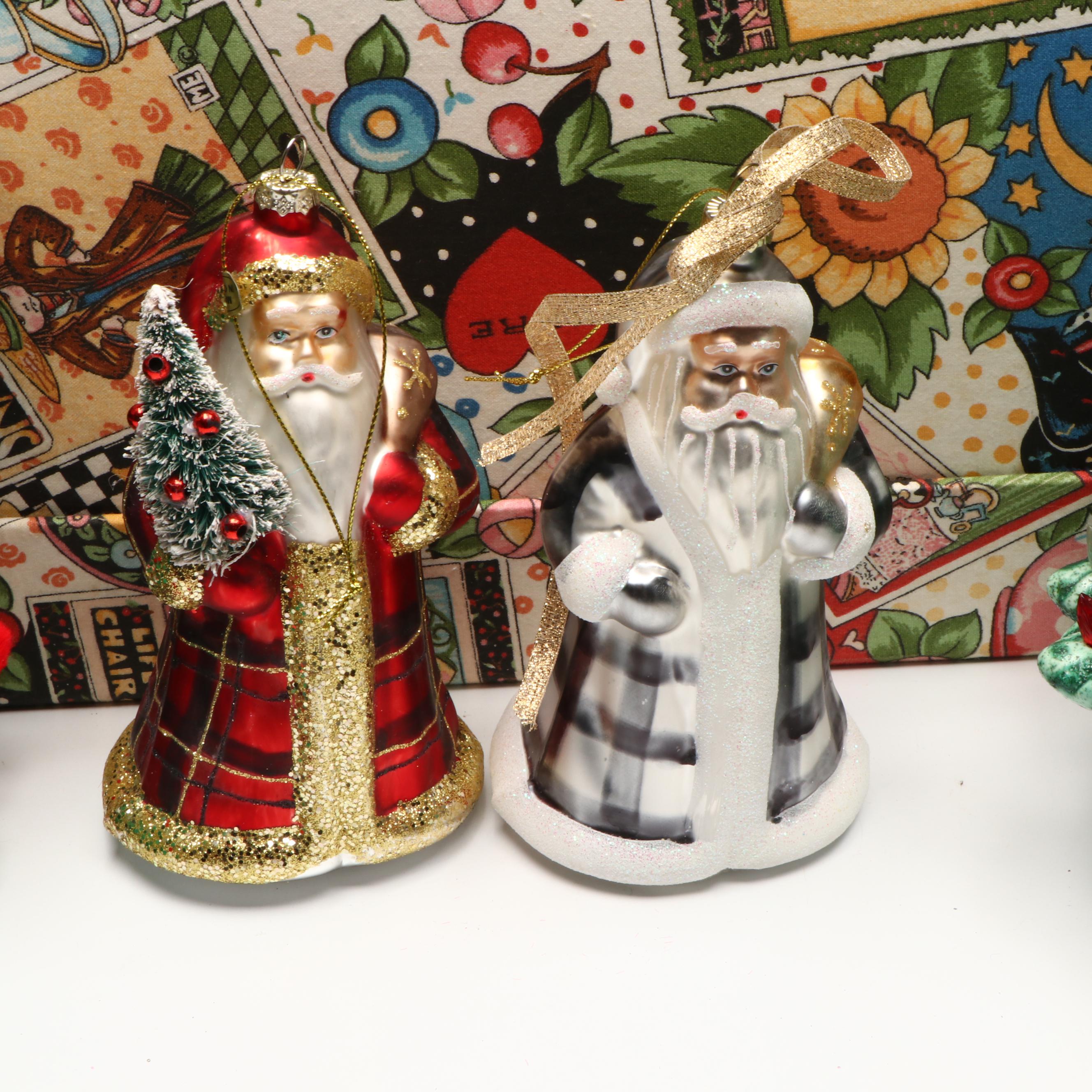 Collection of Glass and Ceramic Christmas Décor with Vintage Ornaments