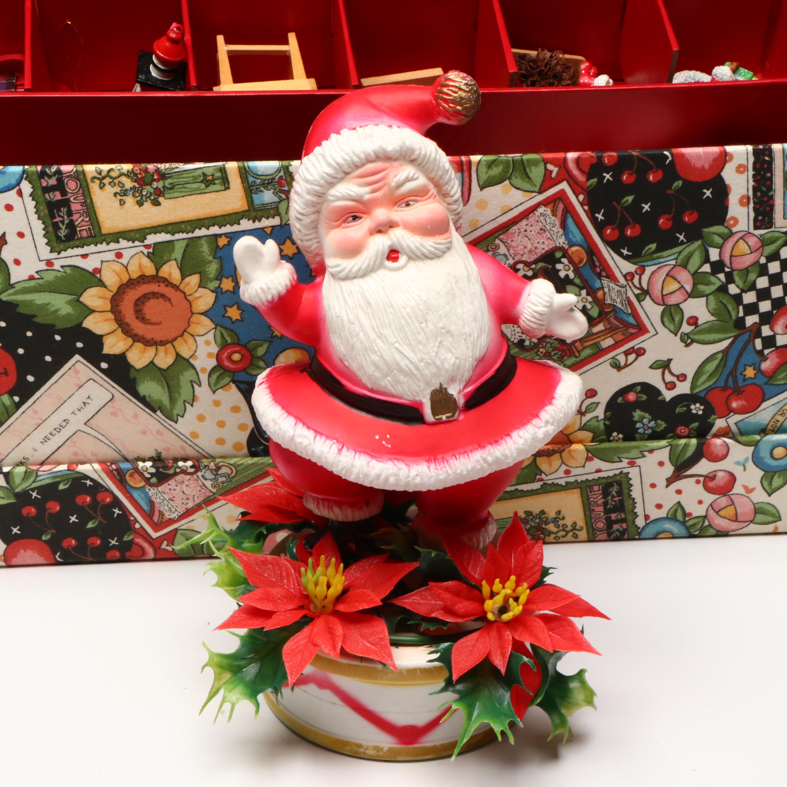 Collection of Glass and Ceramic Christmas Décor with Vintage Ornaments