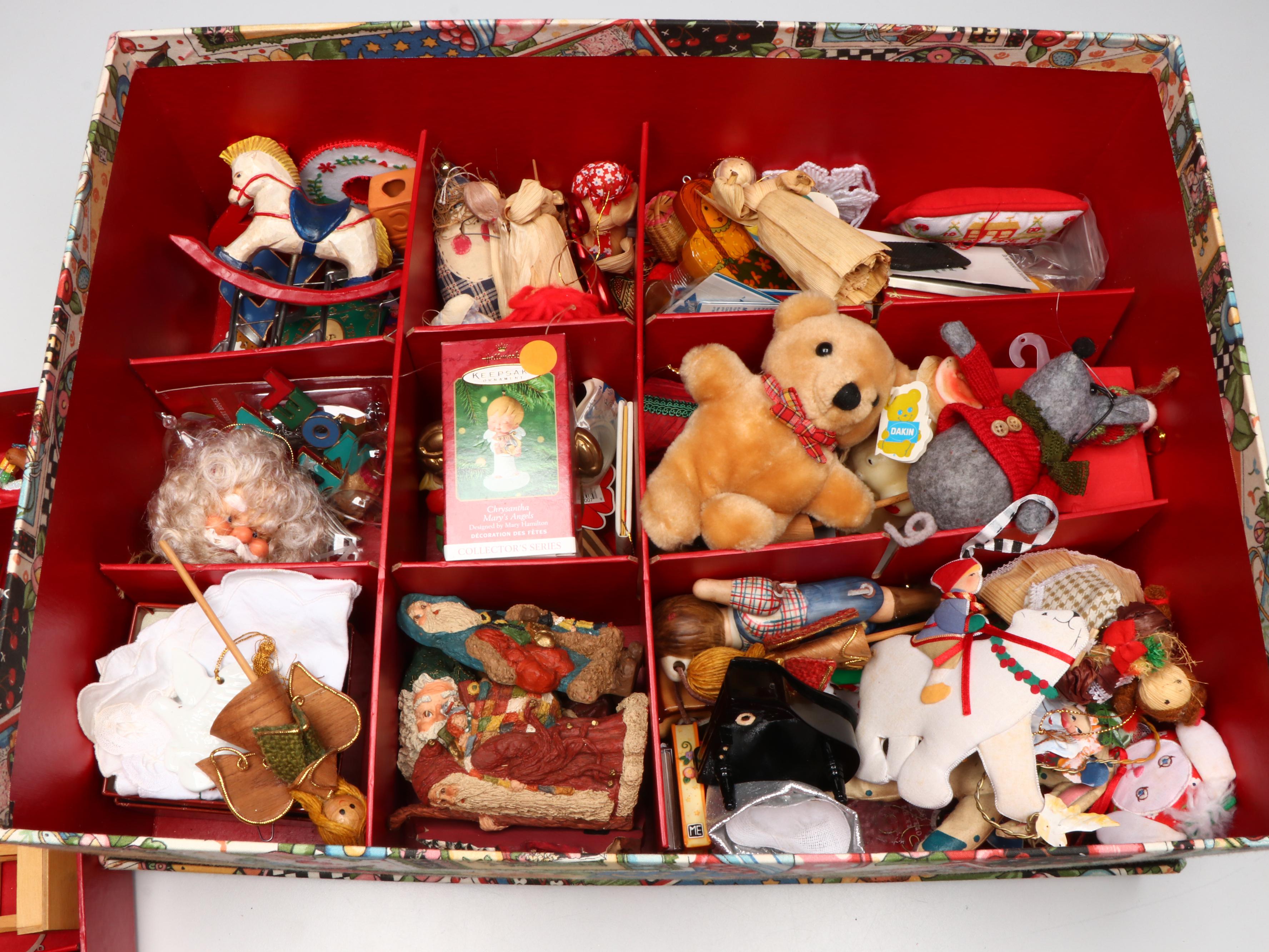 Collection of Glass and Ceramic Christmas Décor with Vintage Ornaments