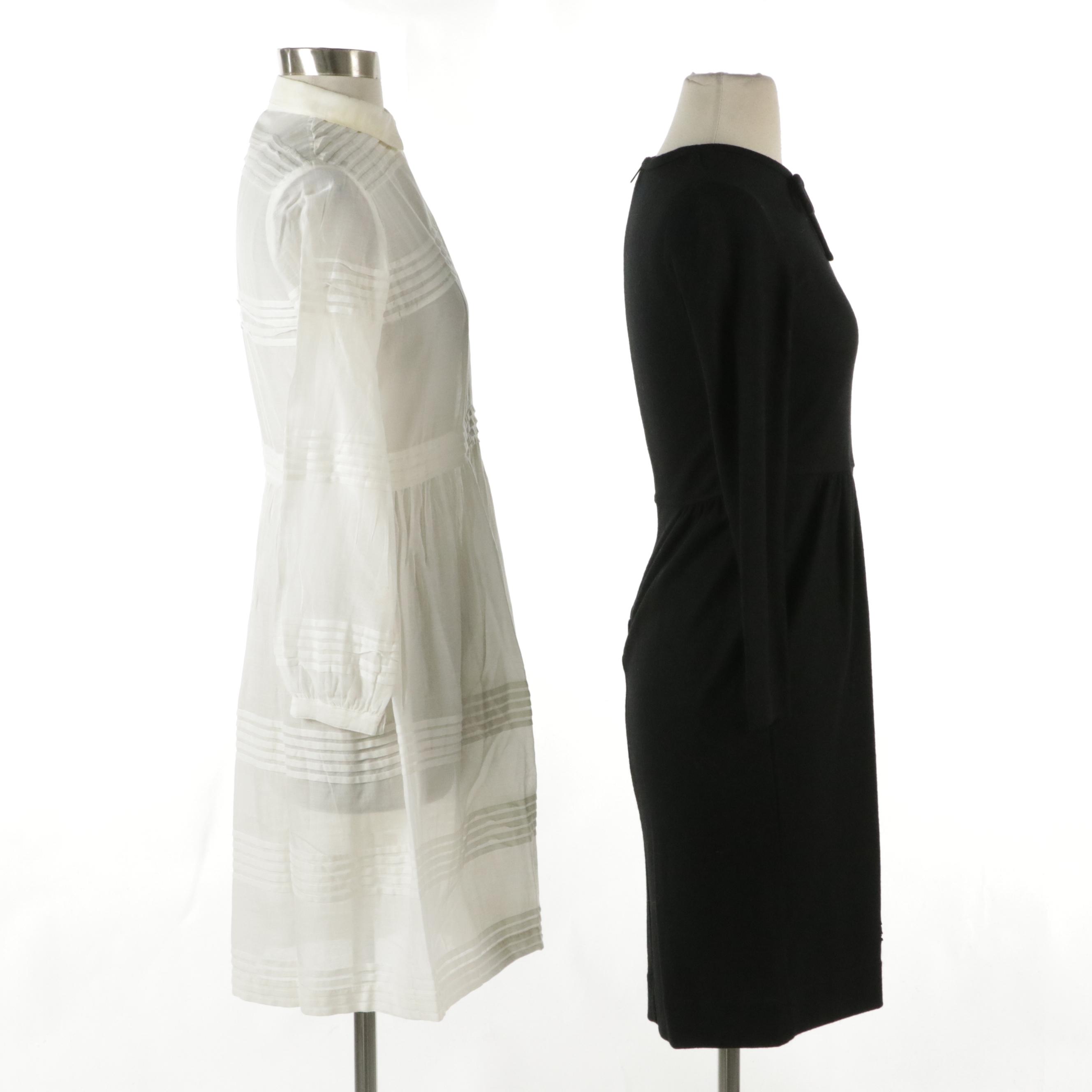 Burberry Brit Wool Sweater Dress and Sheer Cotton Shirt Waist Dress