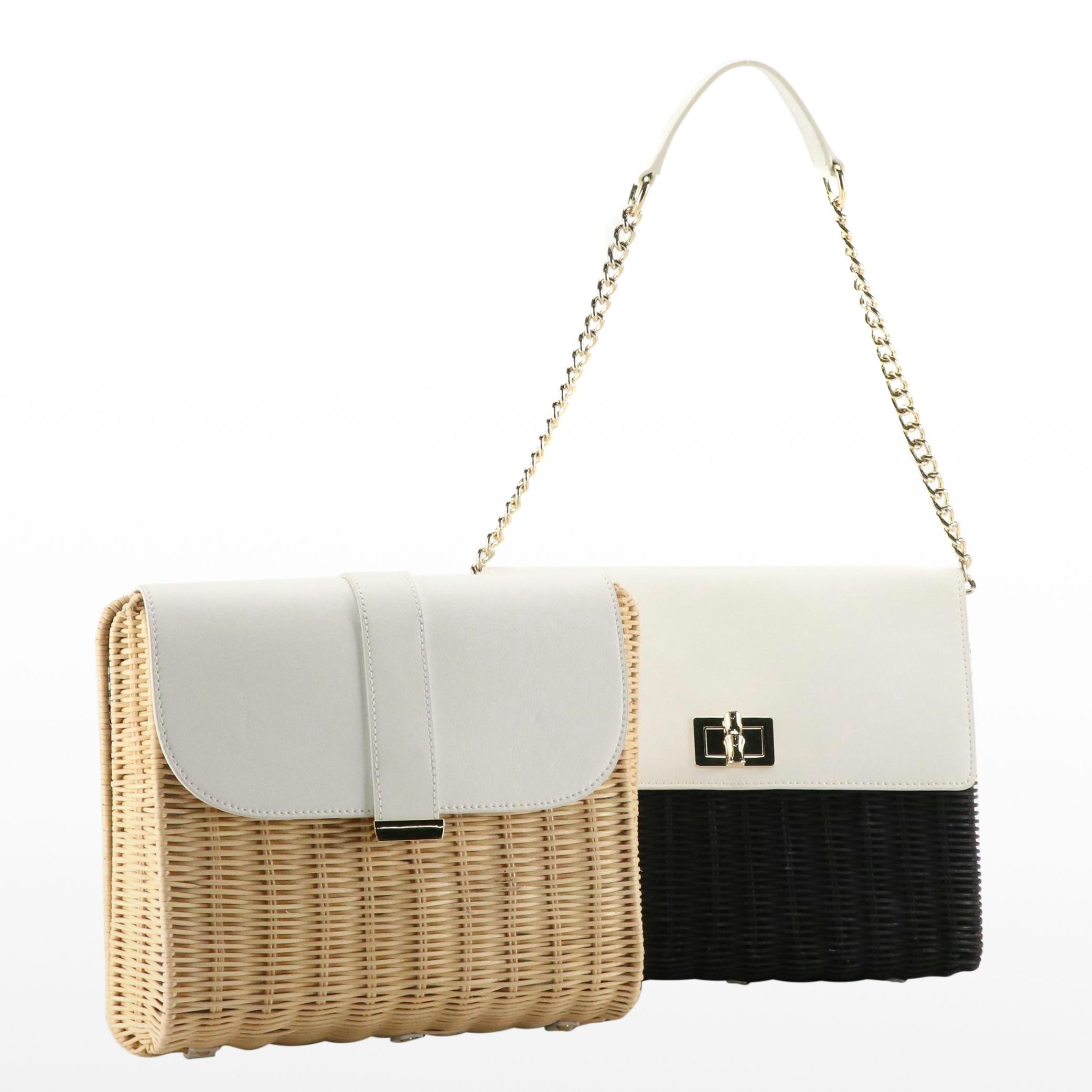 Talbots Shoulder Bags in Woven Rattan and Leather