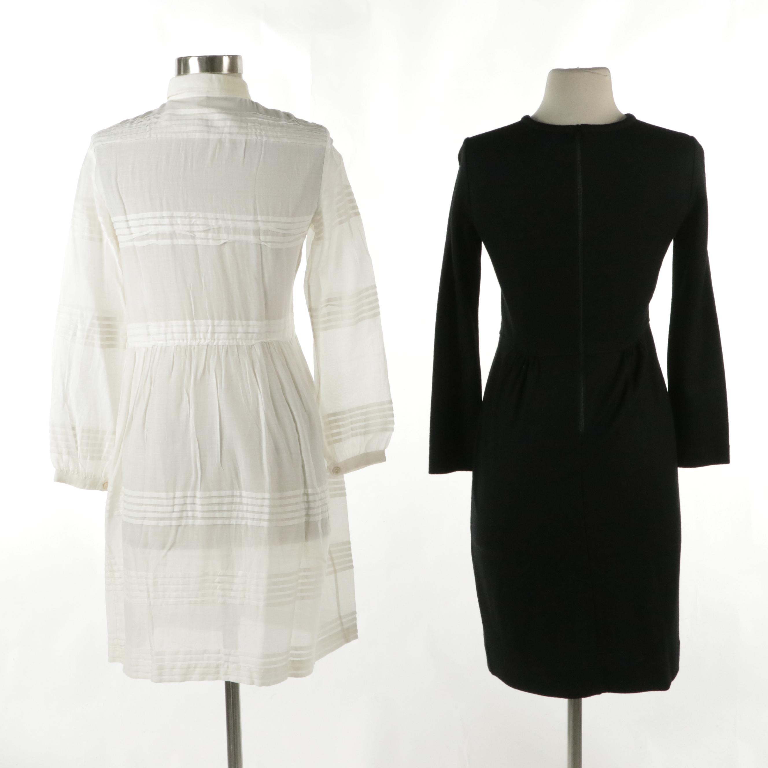 Burberry Brit Wool Sweater Dress and Sheer Cotton Shirt Waist Dress