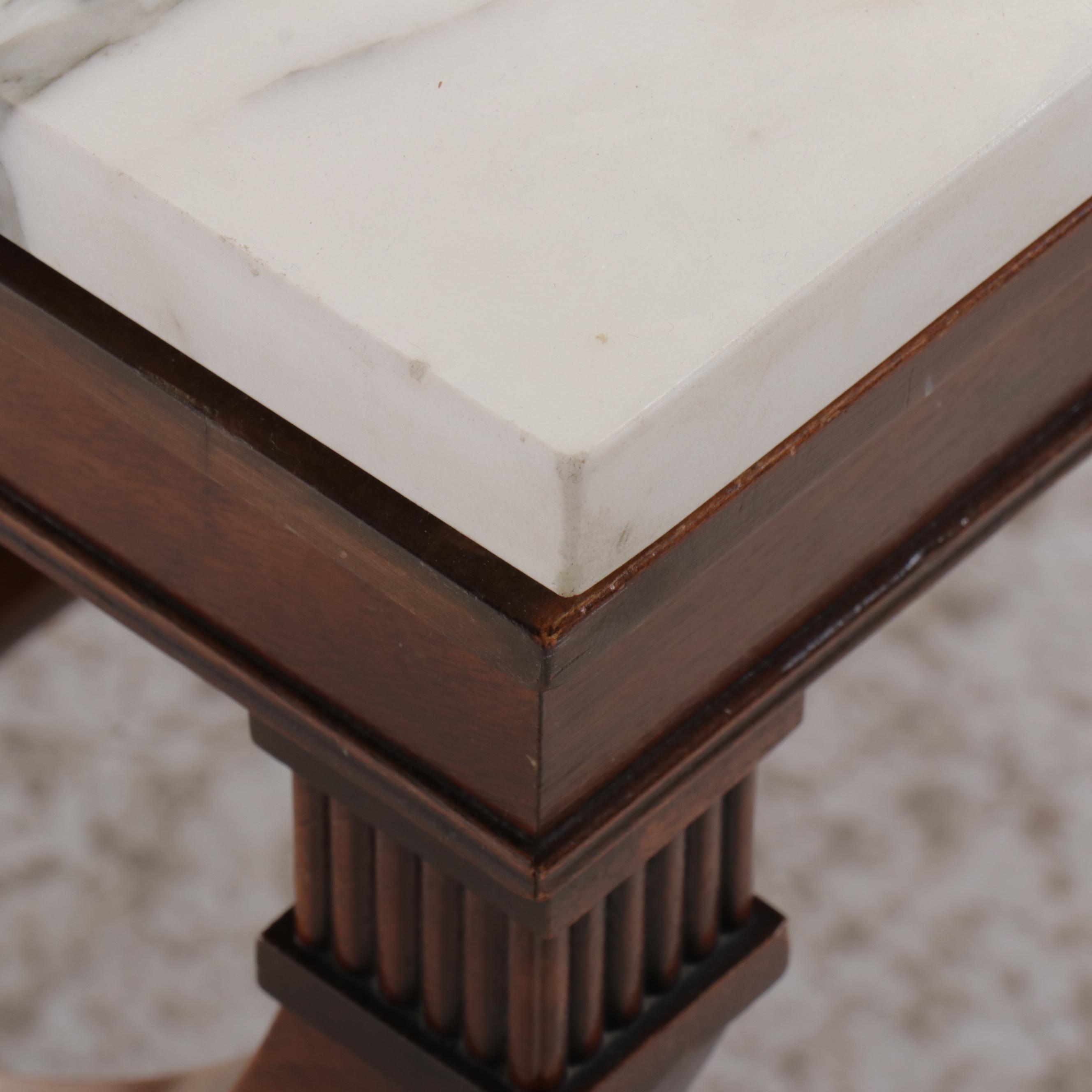 Grand Rapids Furniture Co. Neoclassical Style Curule Leg Marble Top Side Table