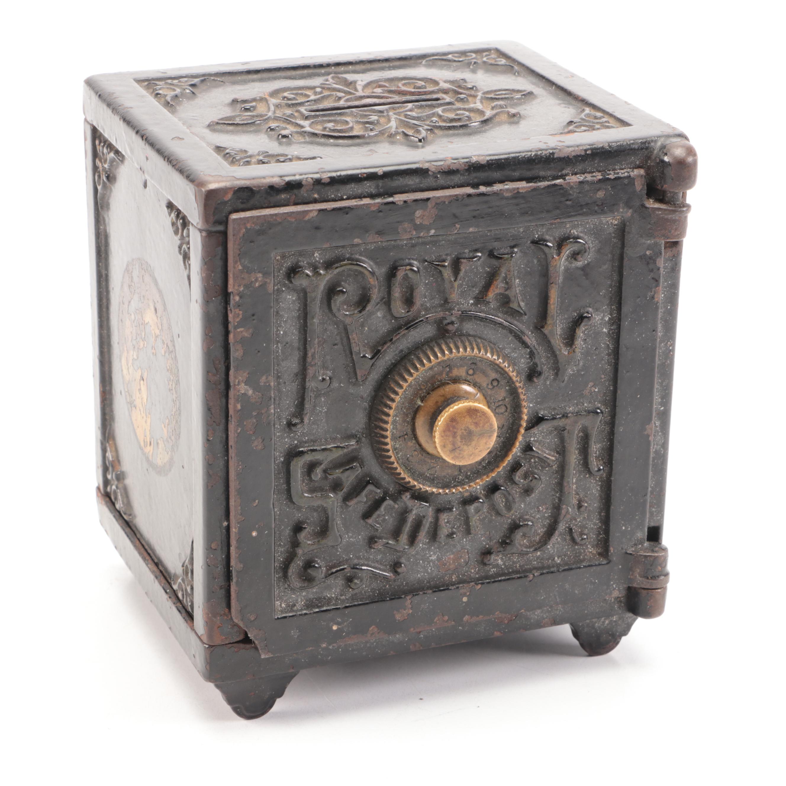 Royal Cast Iron Combination Safe Coin Bank, Late 19th Century
