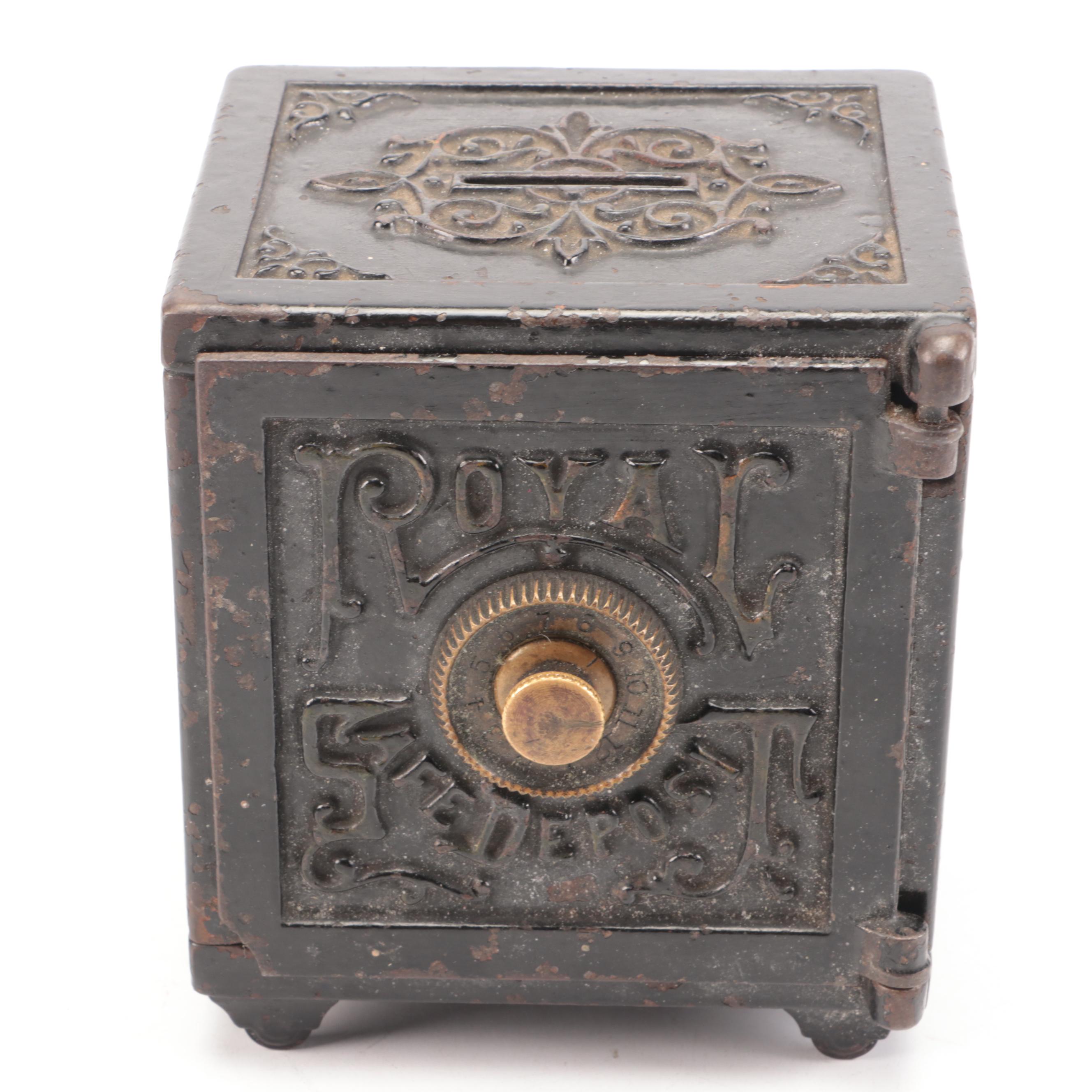Royal Cast Iron Combination Safe Coin Bank, Late 19th Century