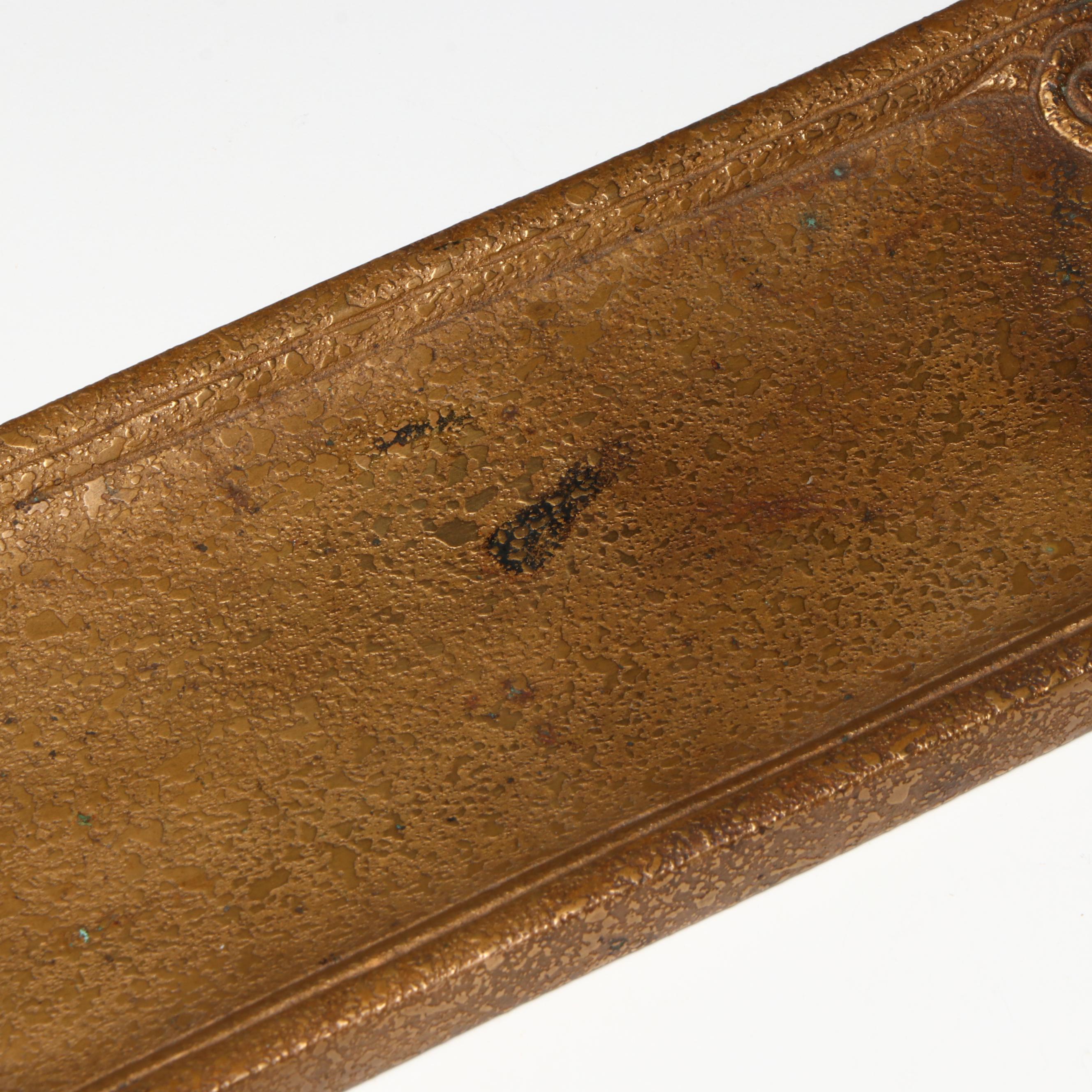 Tiffany Studios "Zodiac" Bronze Doré Pen Tray