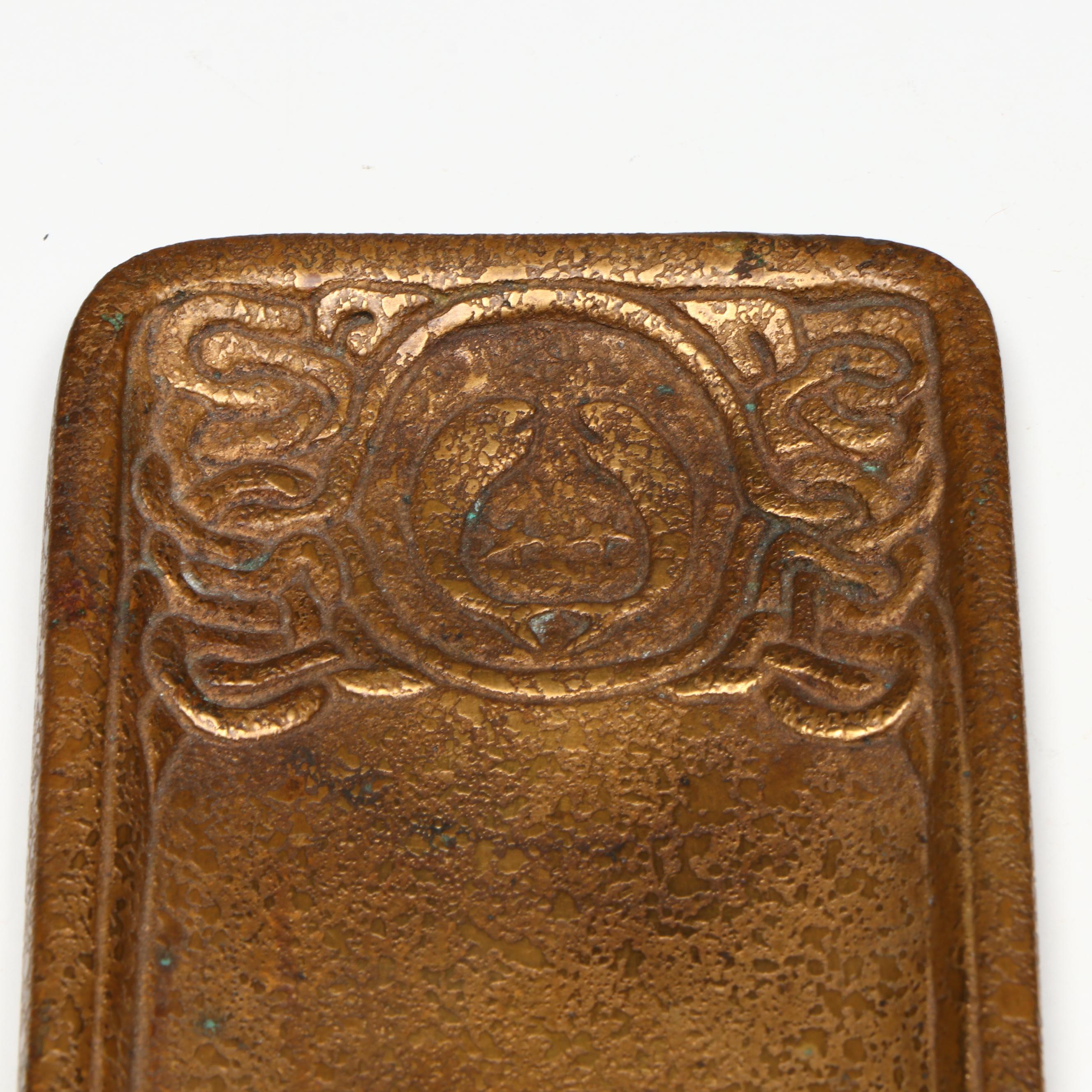 Tiffany Studios "Zodiac" Bronze Doré Pen Tray