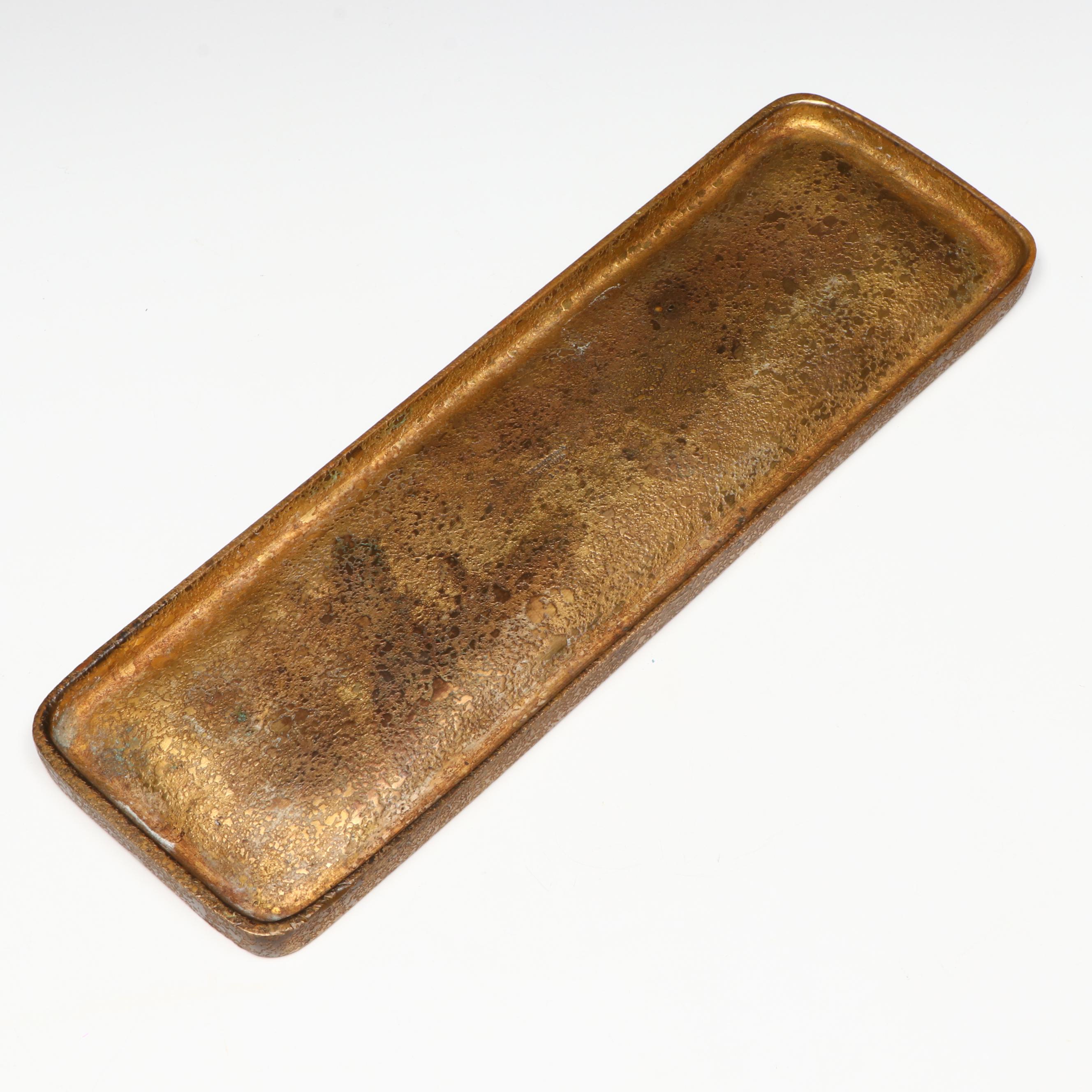 Tiffany Studios "Zodiac" Bronze Doré Pen Tray
