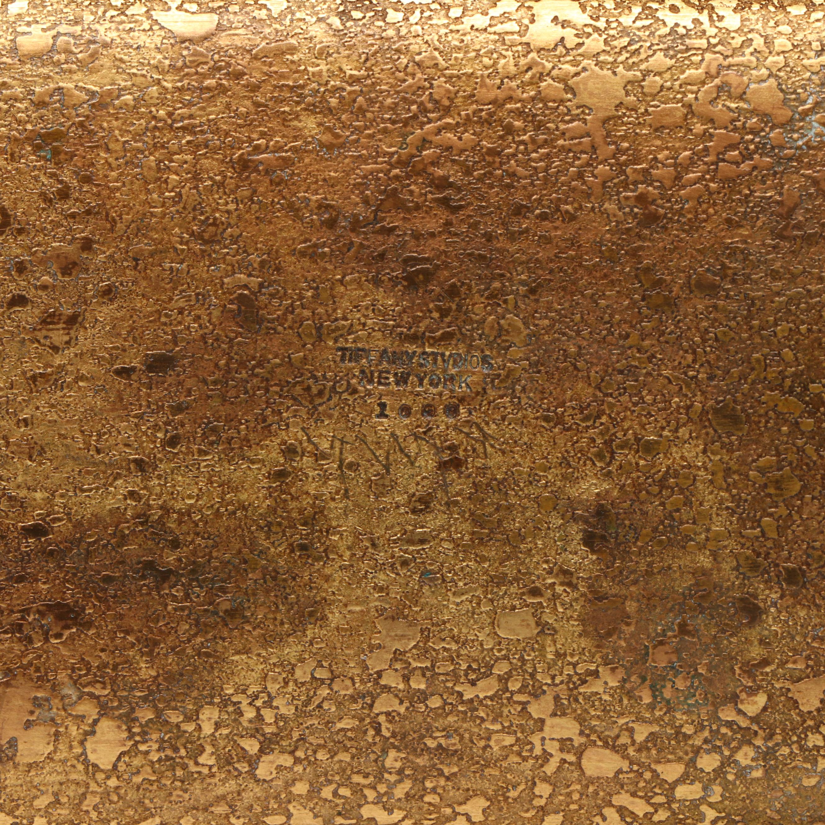 Tiffany Studios "Zodiac" Bronze Doré Pen Tray