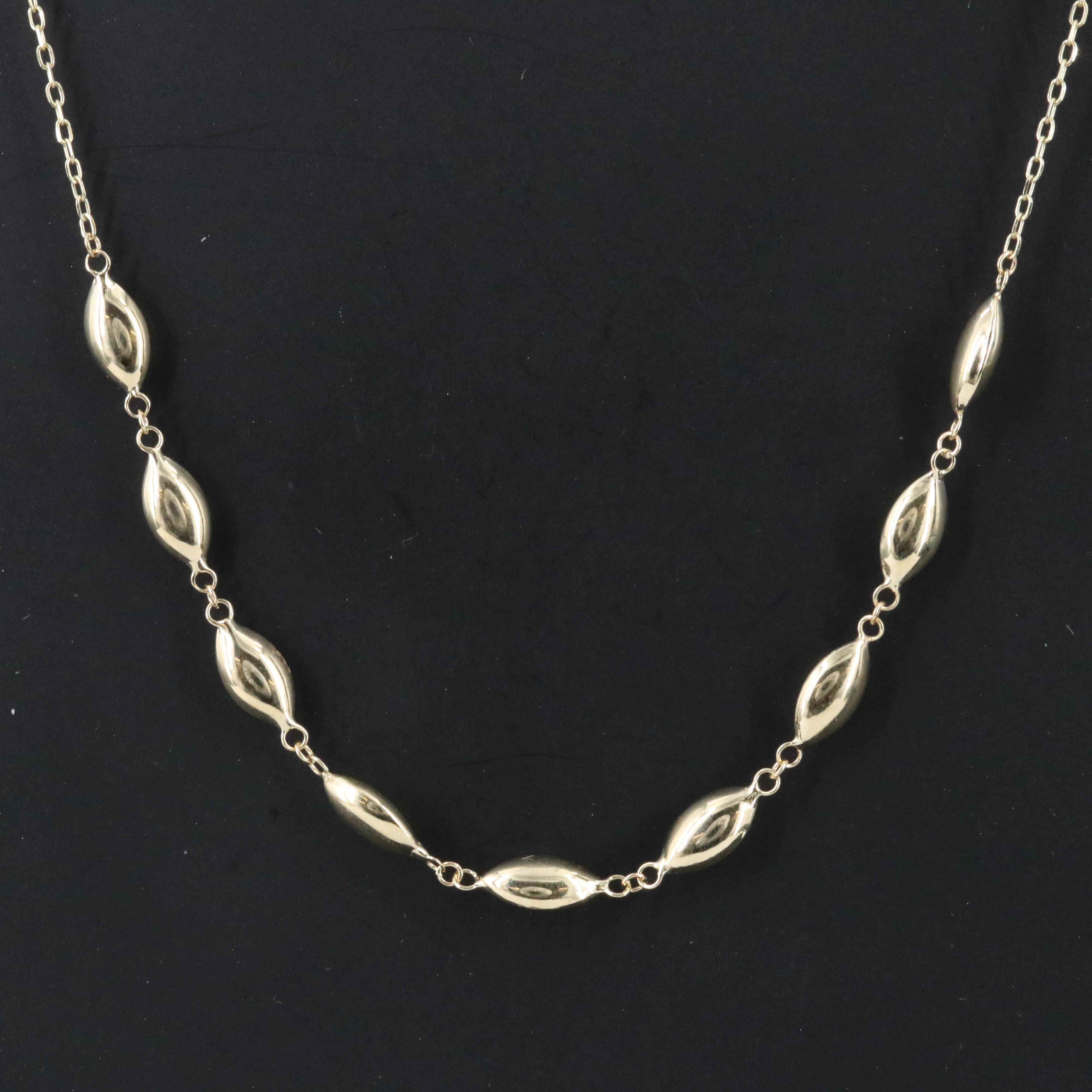 14K Navette Bead Necklace