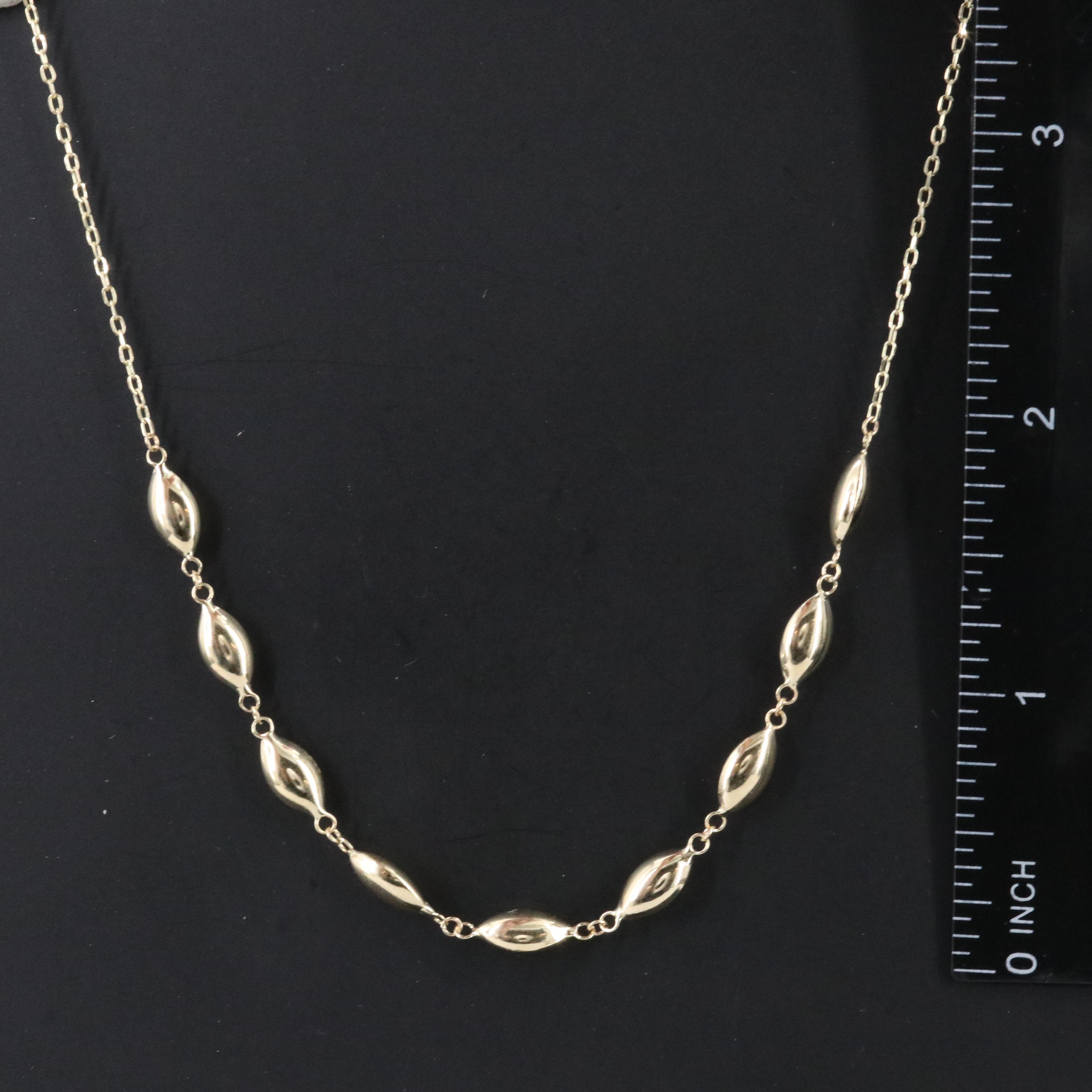 14K Navette Bead Necklace