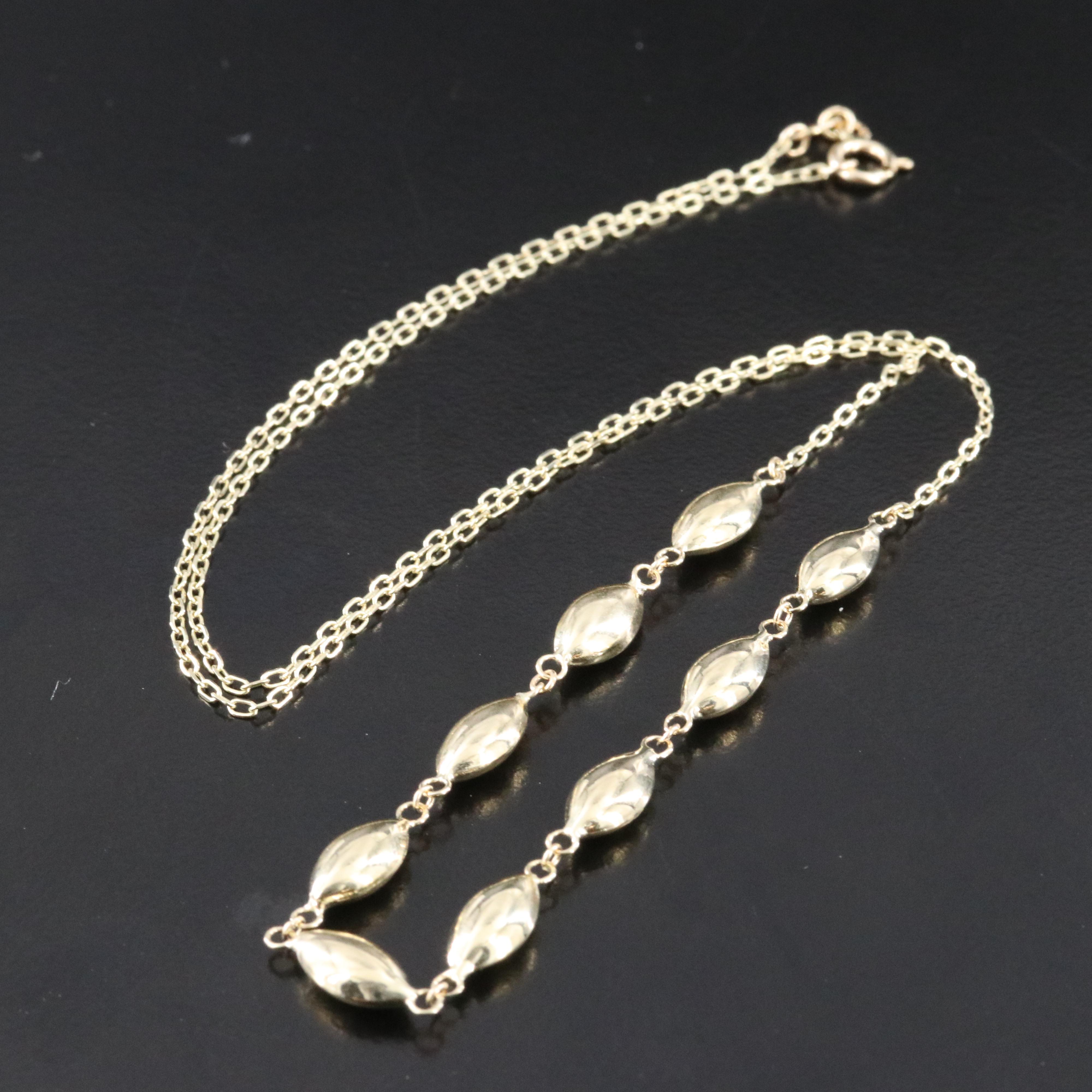 14K Navette Bead Necklace