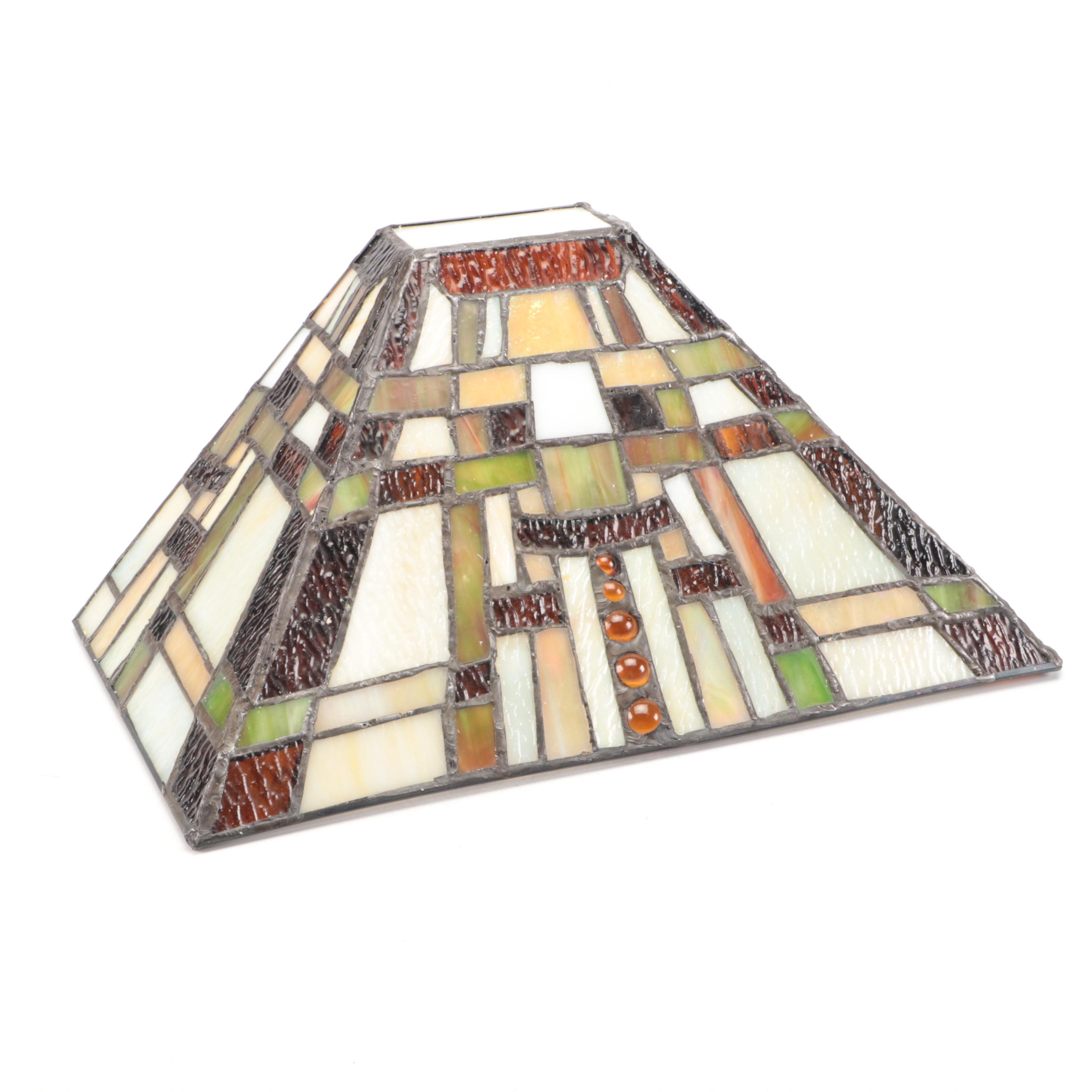 Mission Style Slag Glass and Metal Wall Lamp