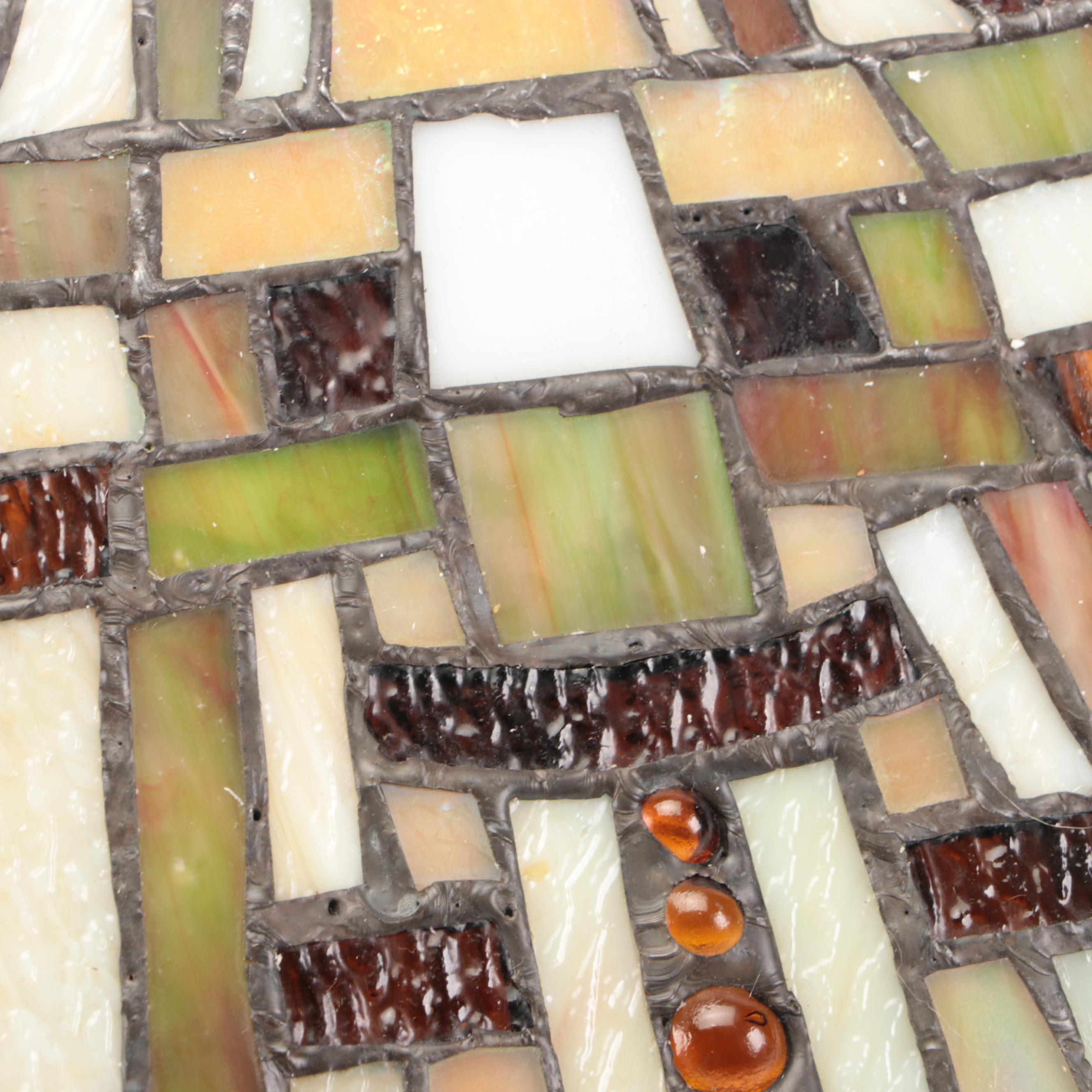 Mission Style Slag Glass and Metal Wall Lamp