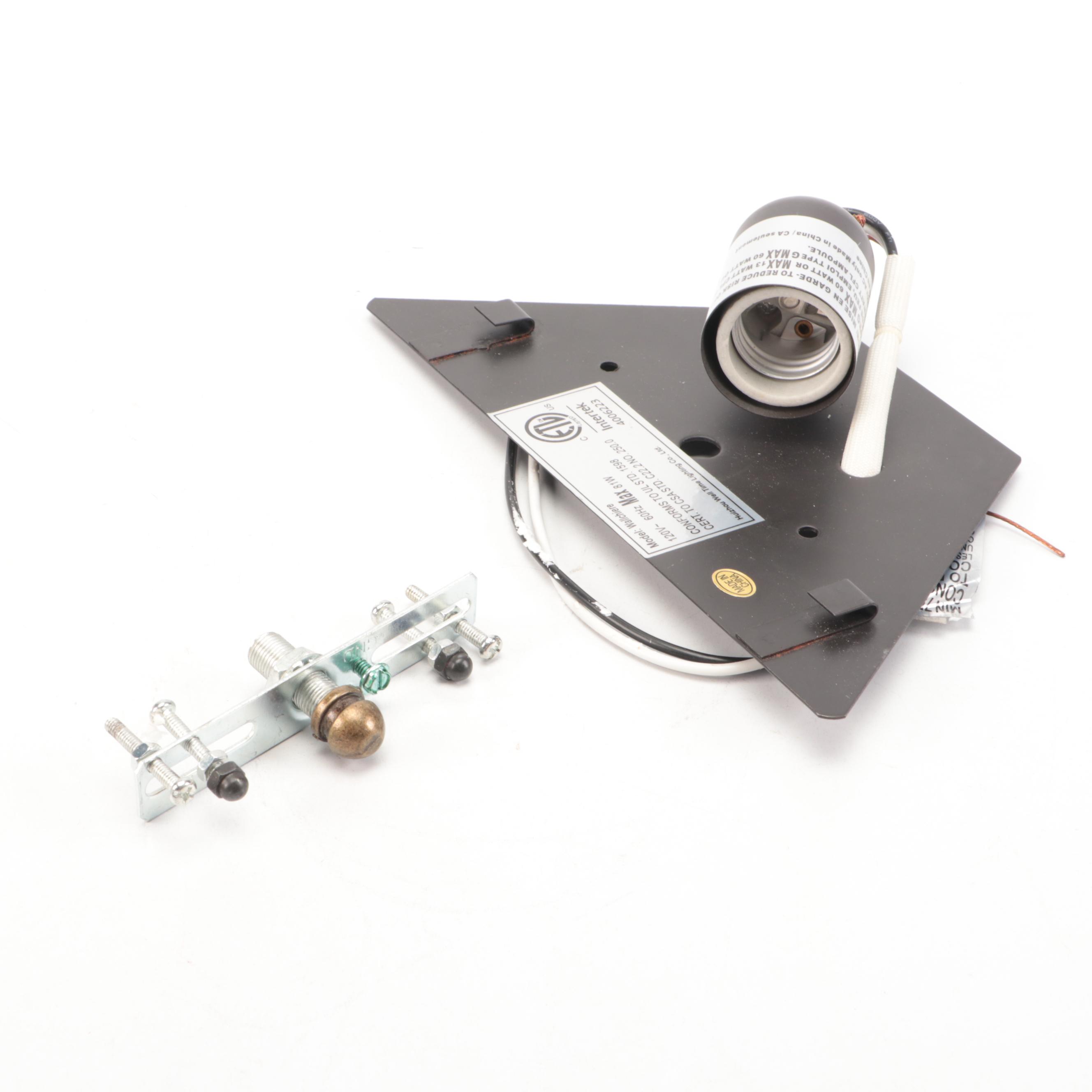 Mission Style Slag Glass and Metal Wall Lamp