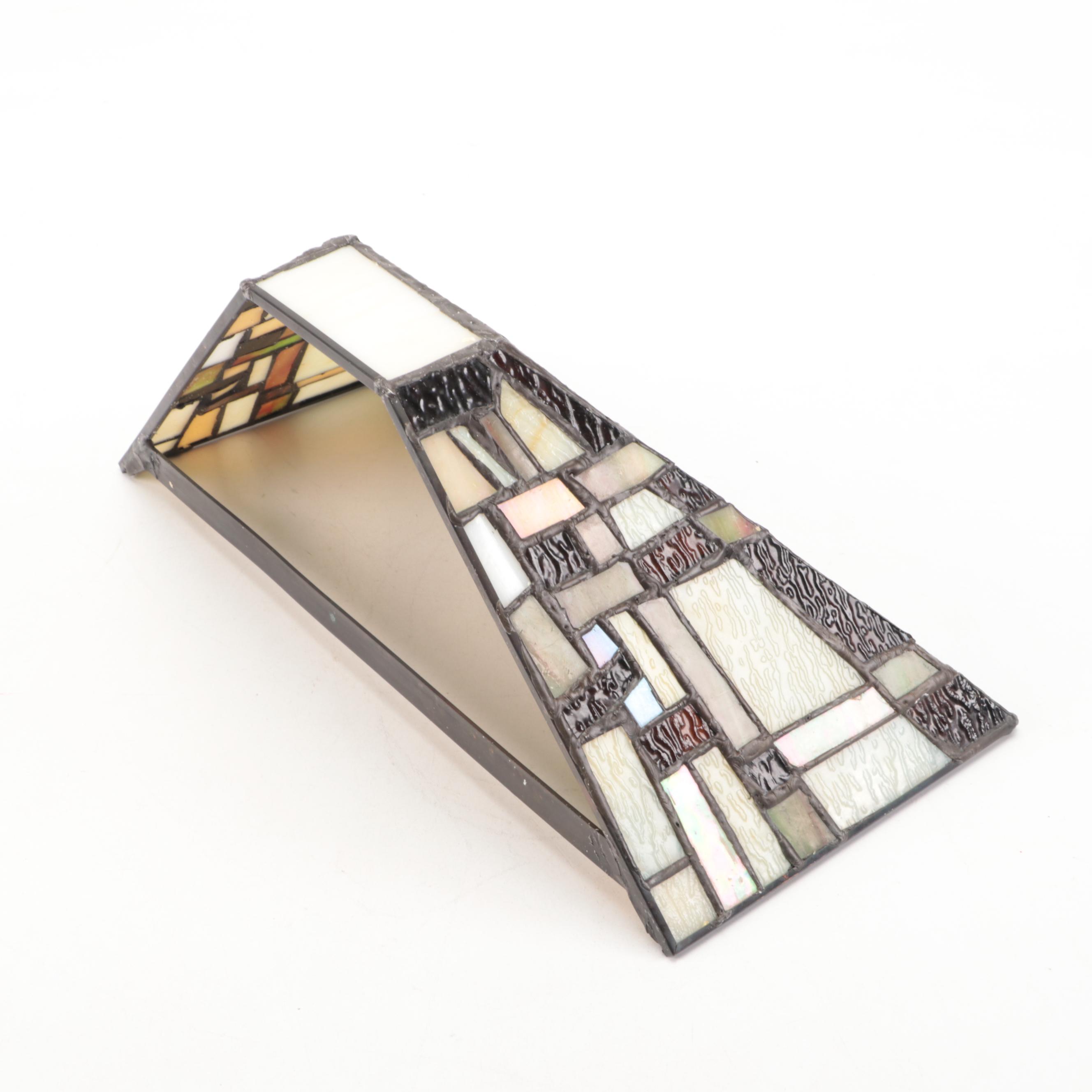 Mission Style Slag Glass and Metal Wall Lamp