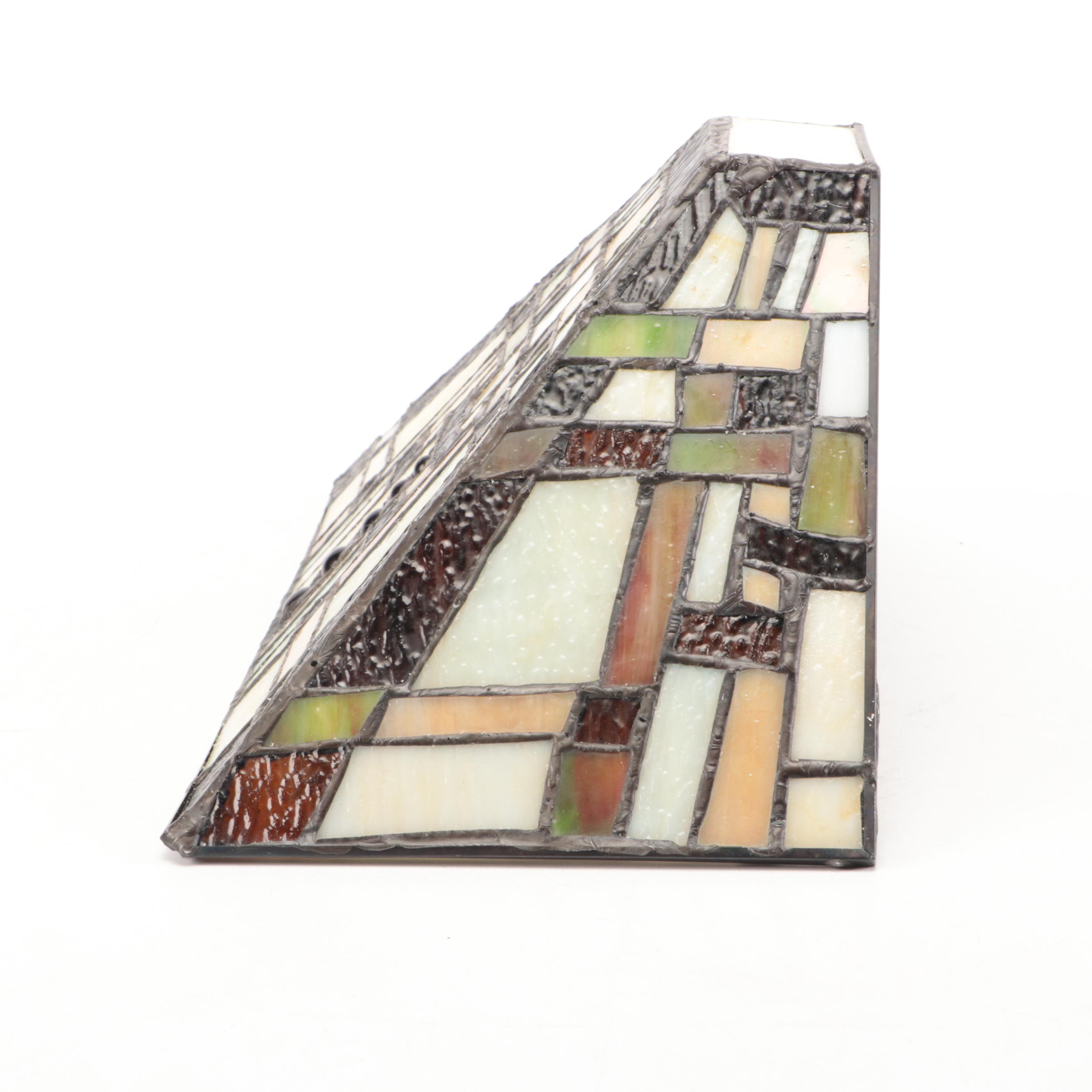 Mission Style Slag Glass and Metal Wall Lamp