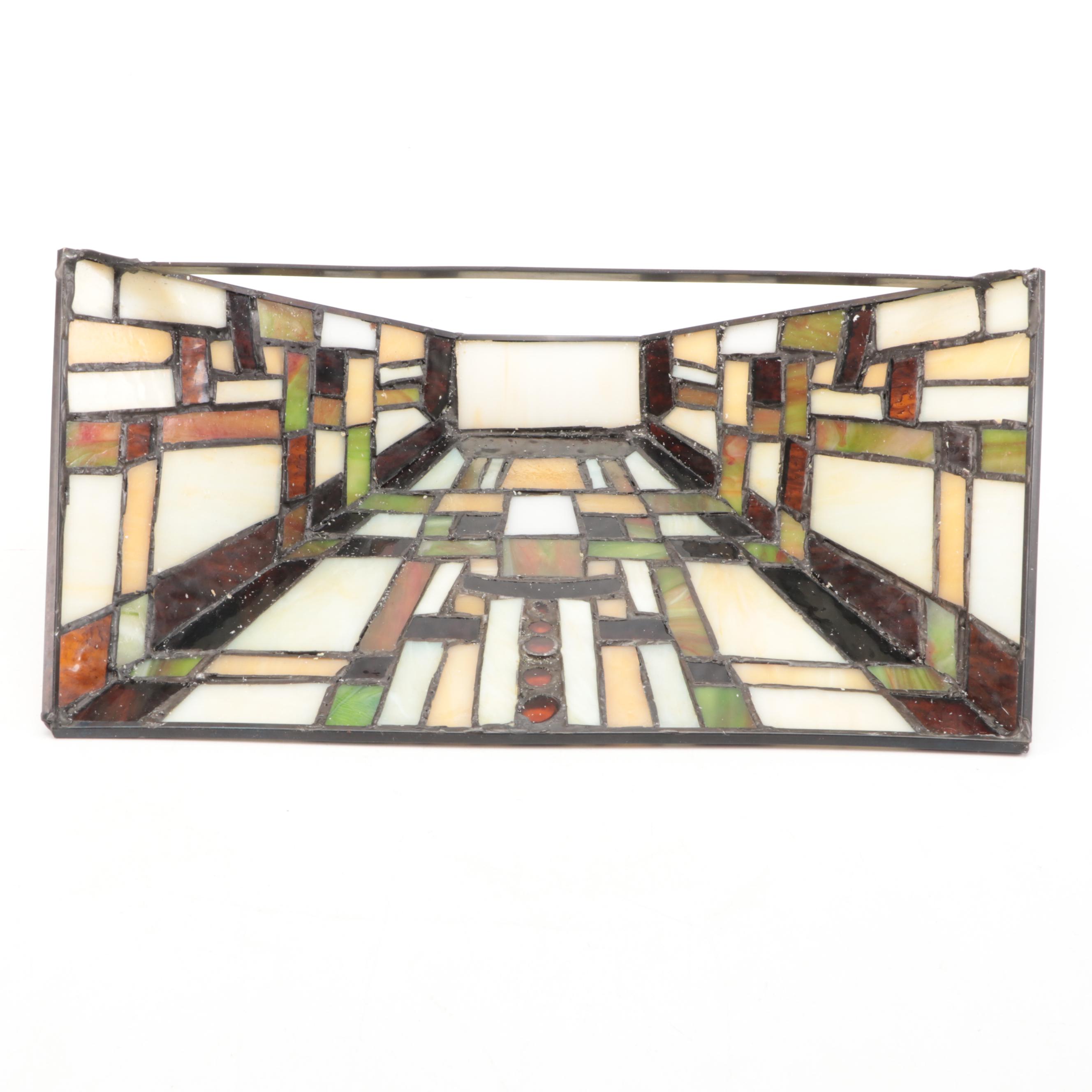 Mission Style Slag Glass and Metal Wall Lamp