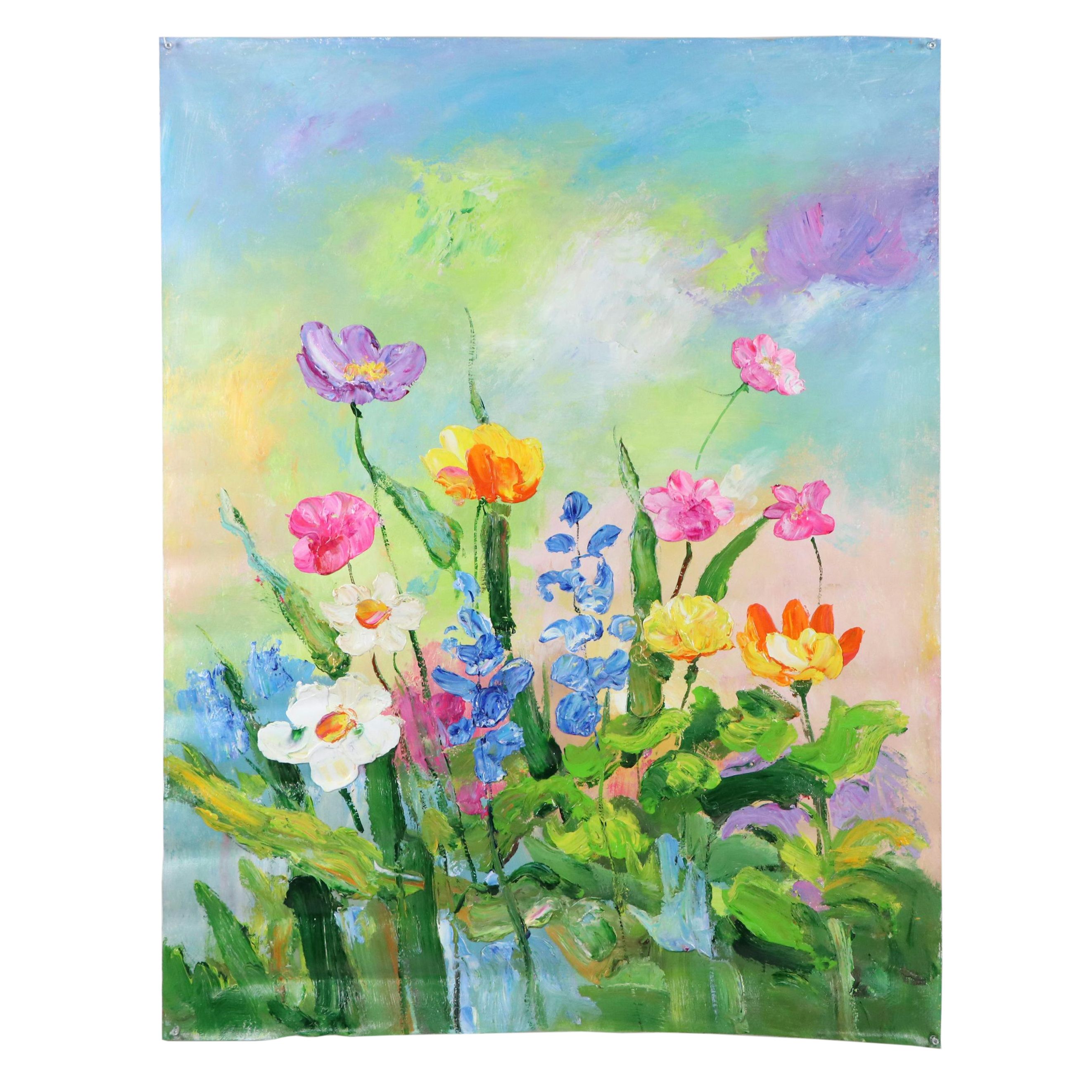 Ping Floral Landscape Oil Painting, 21st Century