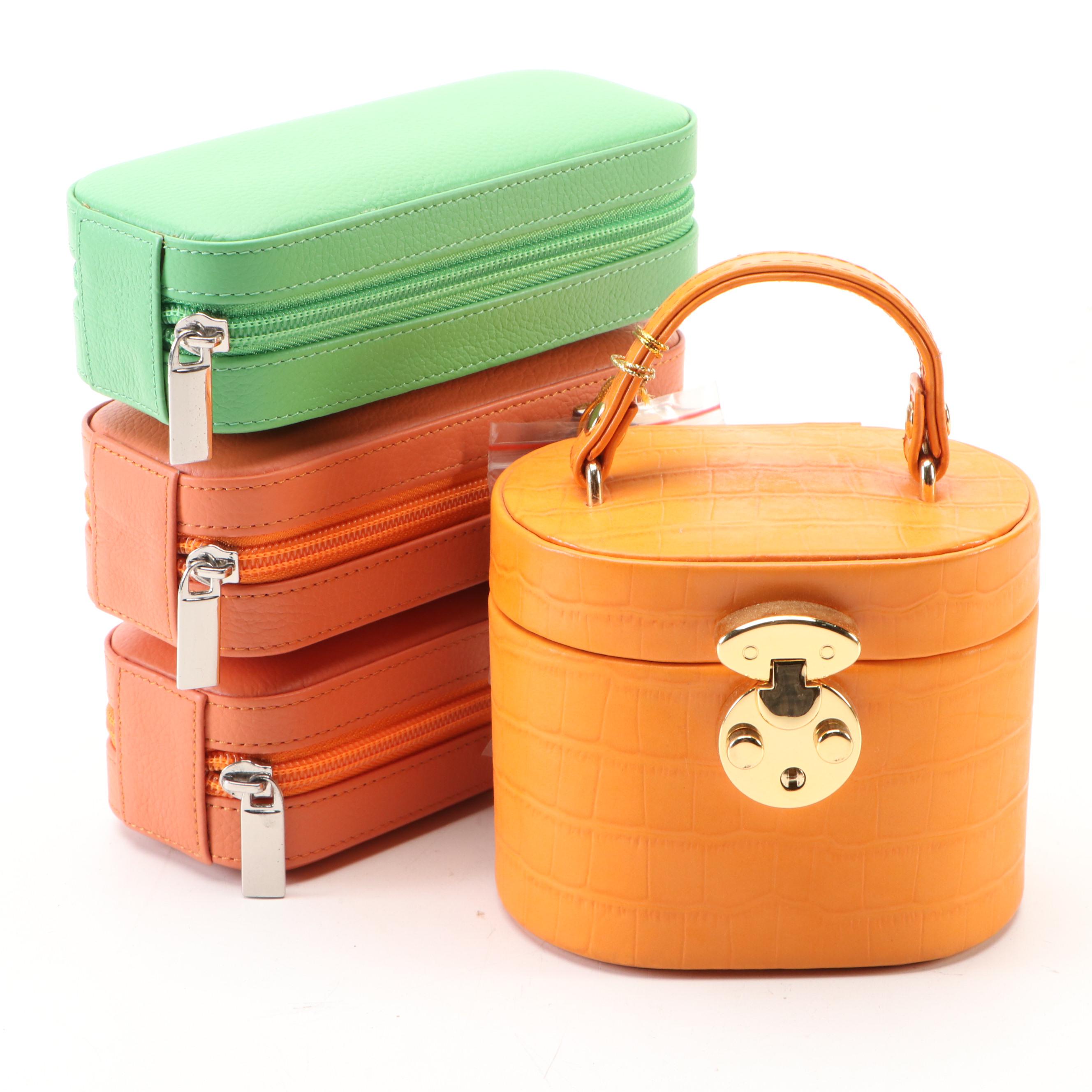 Rowallan Orange and Green Leather Jewelry Cases