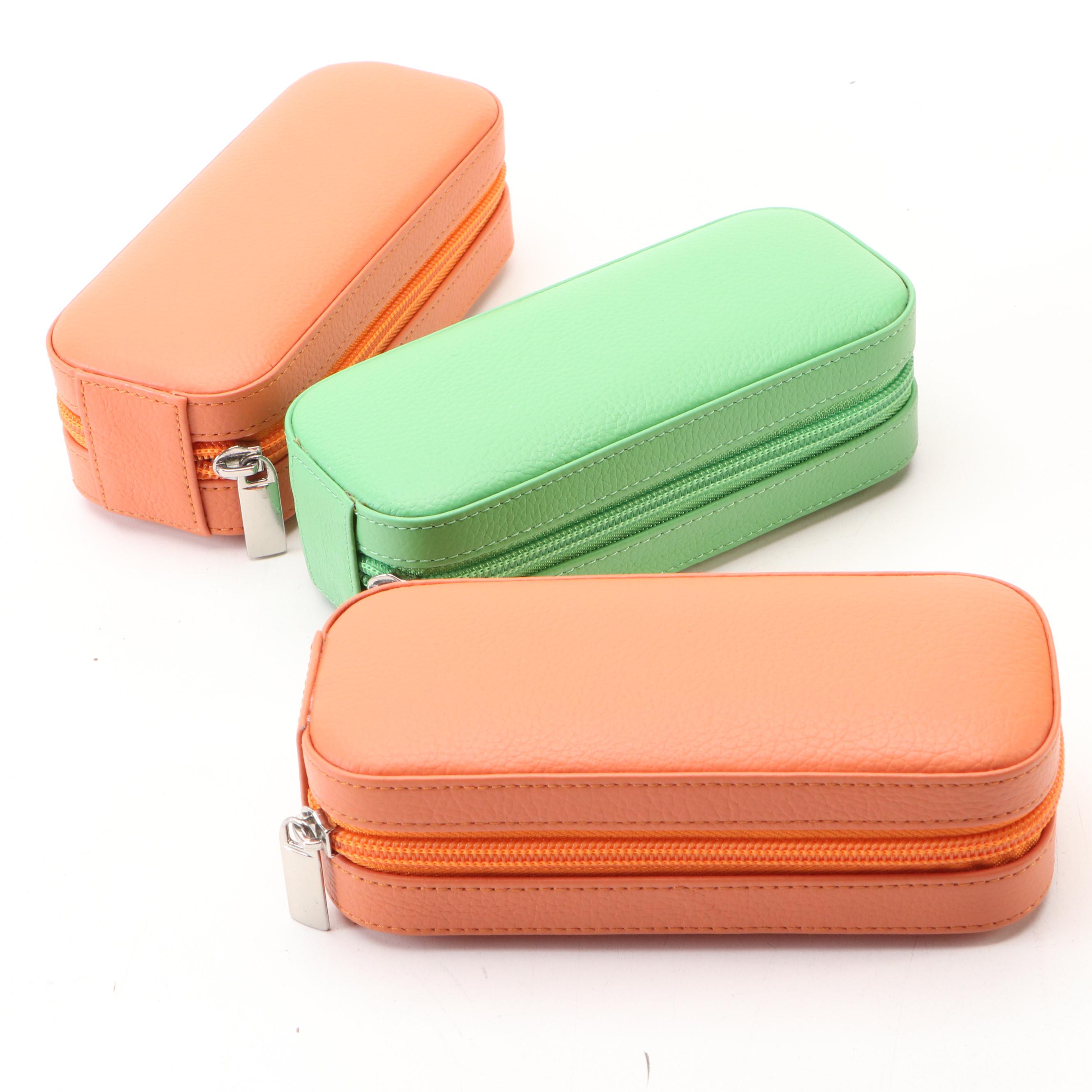 Rowallan Orange and Green Leather Jewelry Cases