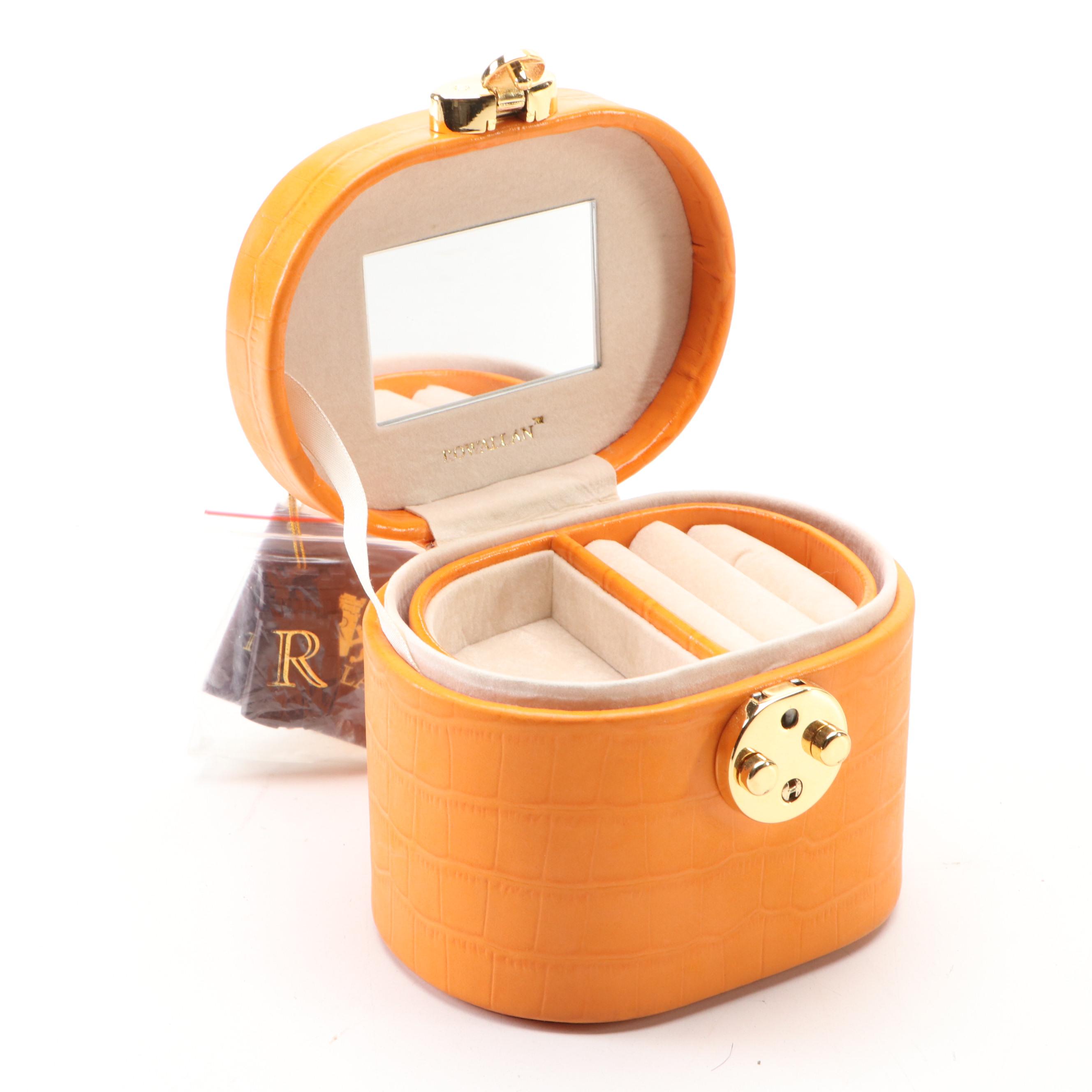 Rowallan Orange and Green Leather Jewelry Cases