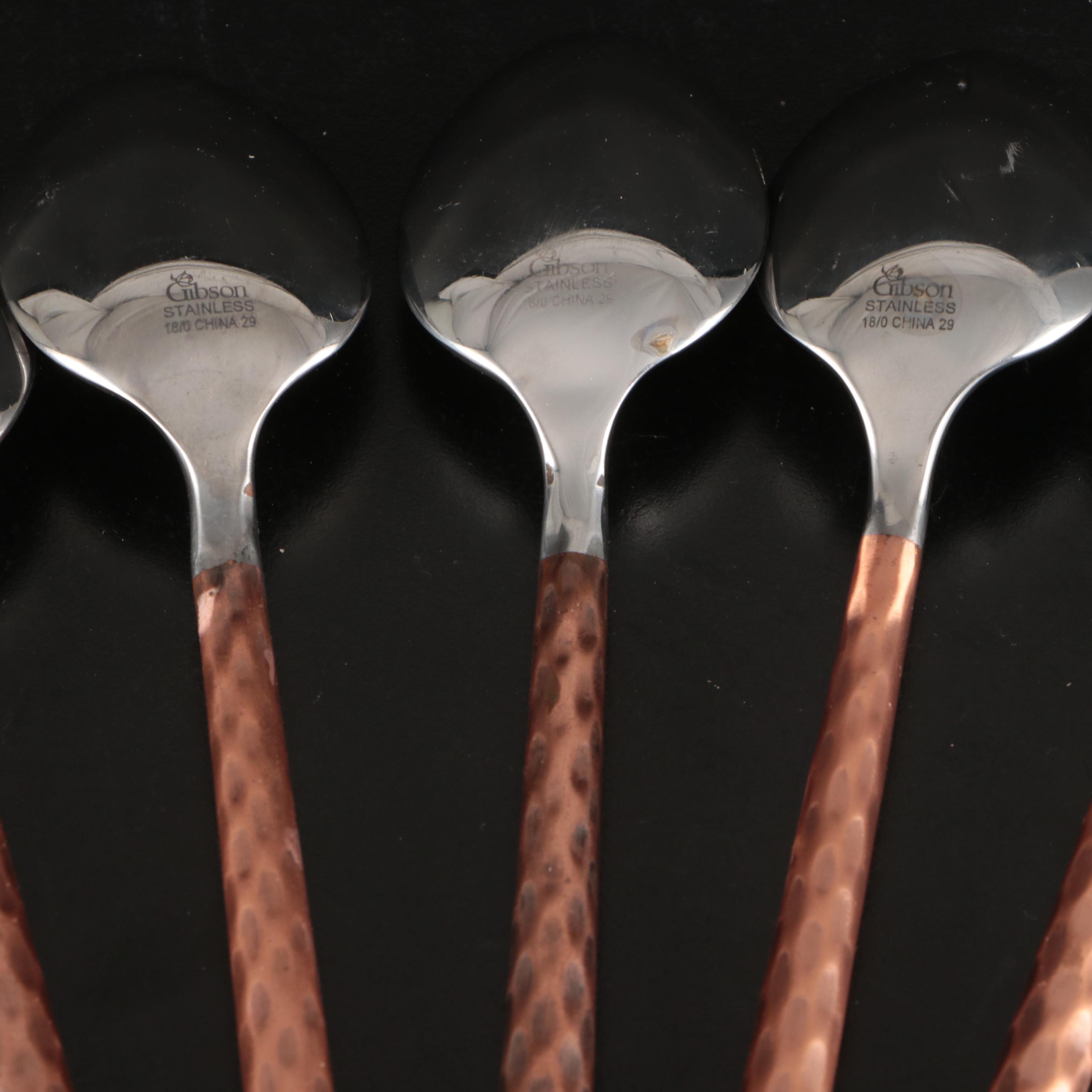 Gibson "Campanile" Hammered Copper Handled Stainless Steel Flatware