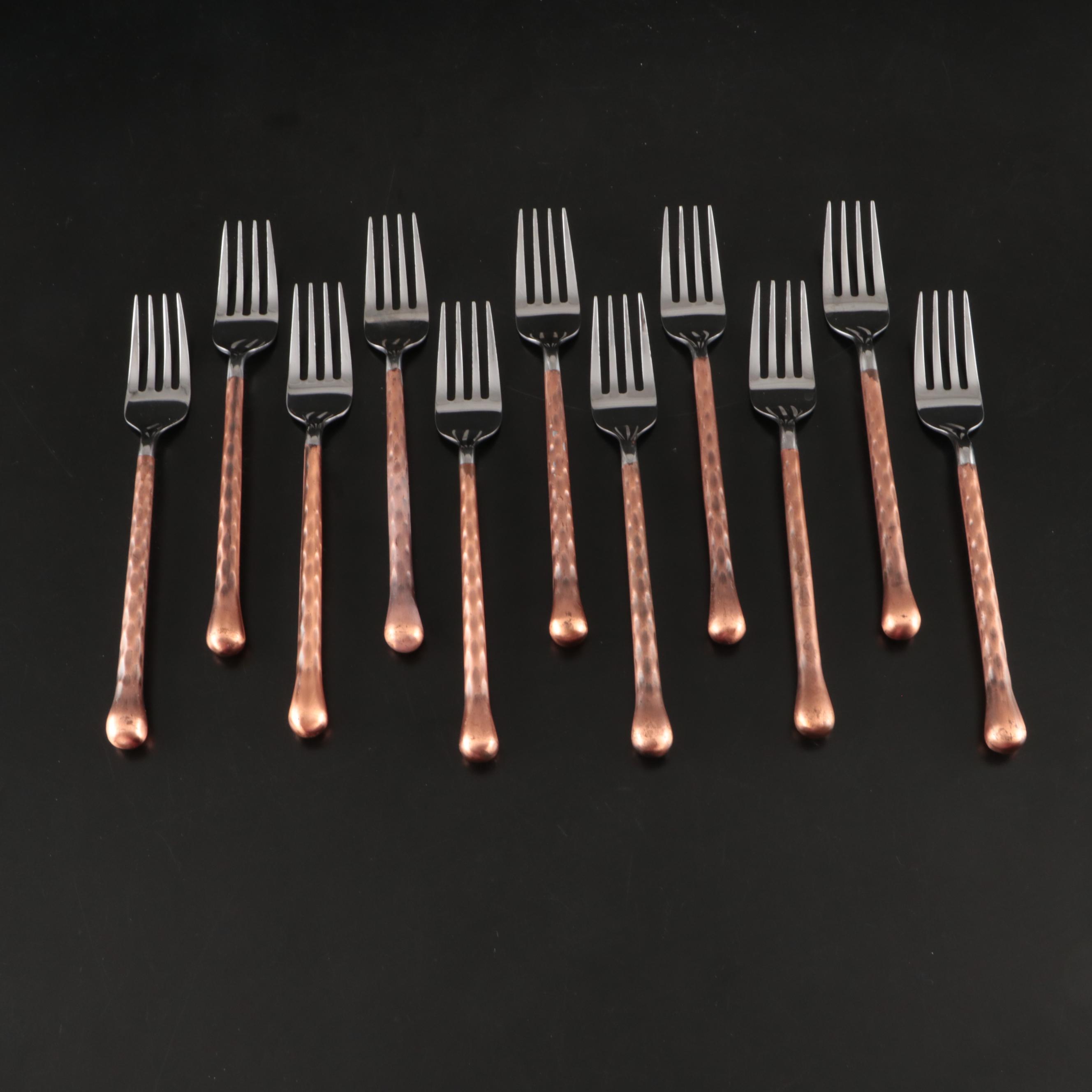 Gibson "Campanile" Hammered Copper Handled Stainless Steel Flatware
