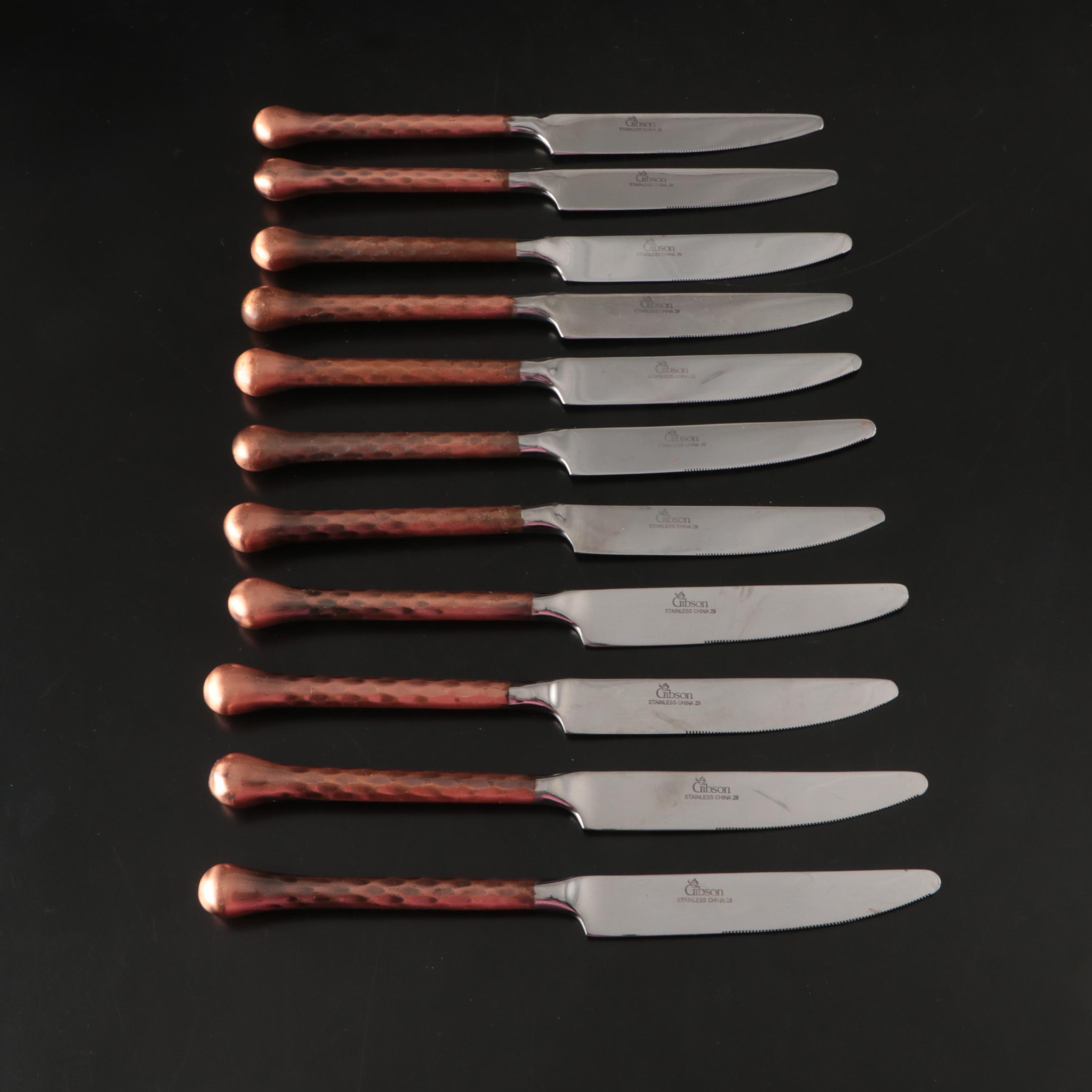 Gibson "Campanile" Hammered Copper Handled Stainless Steel Flatware