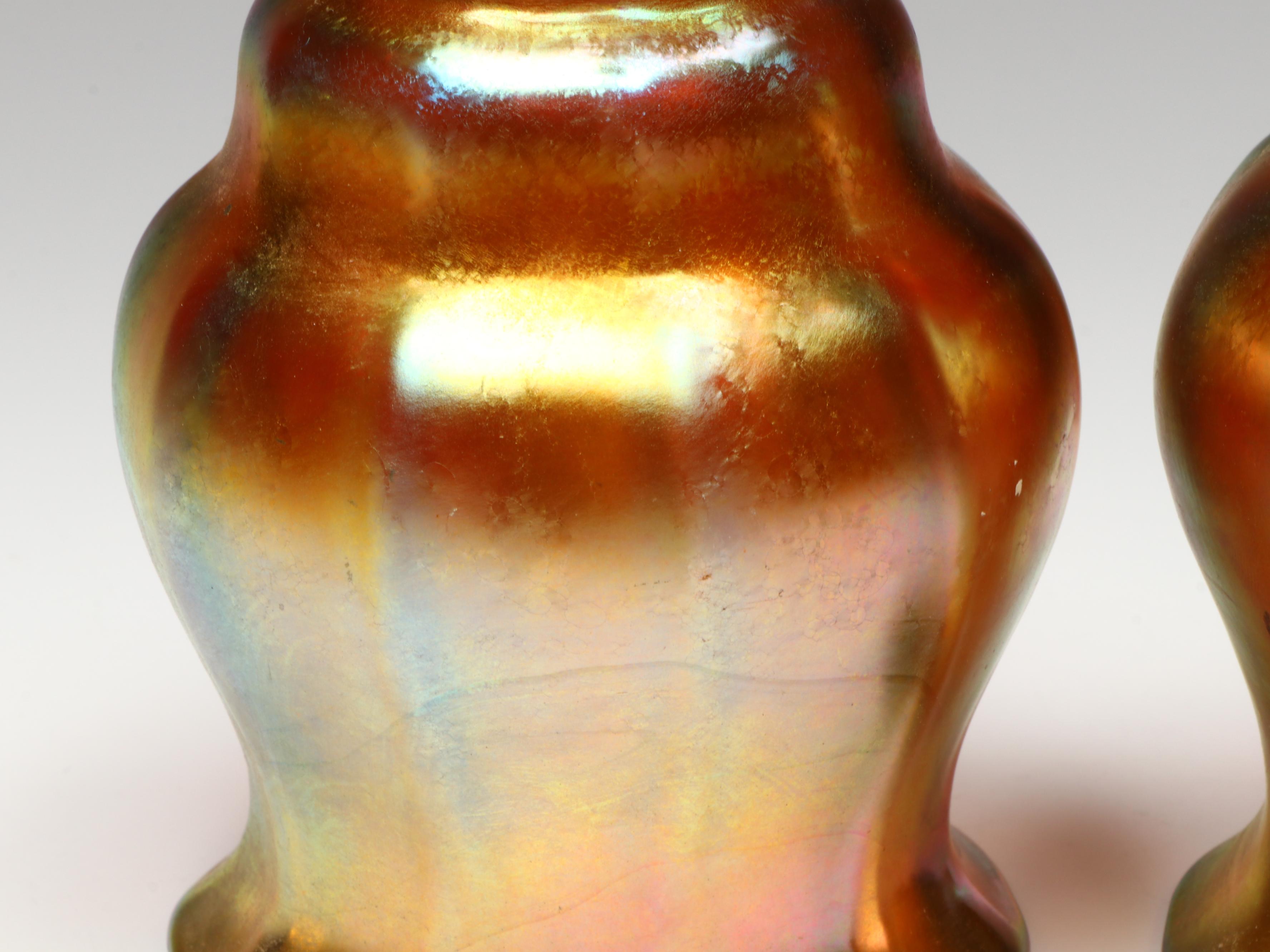 Art Nouveau Iridescent Art Glass Lamp Shades