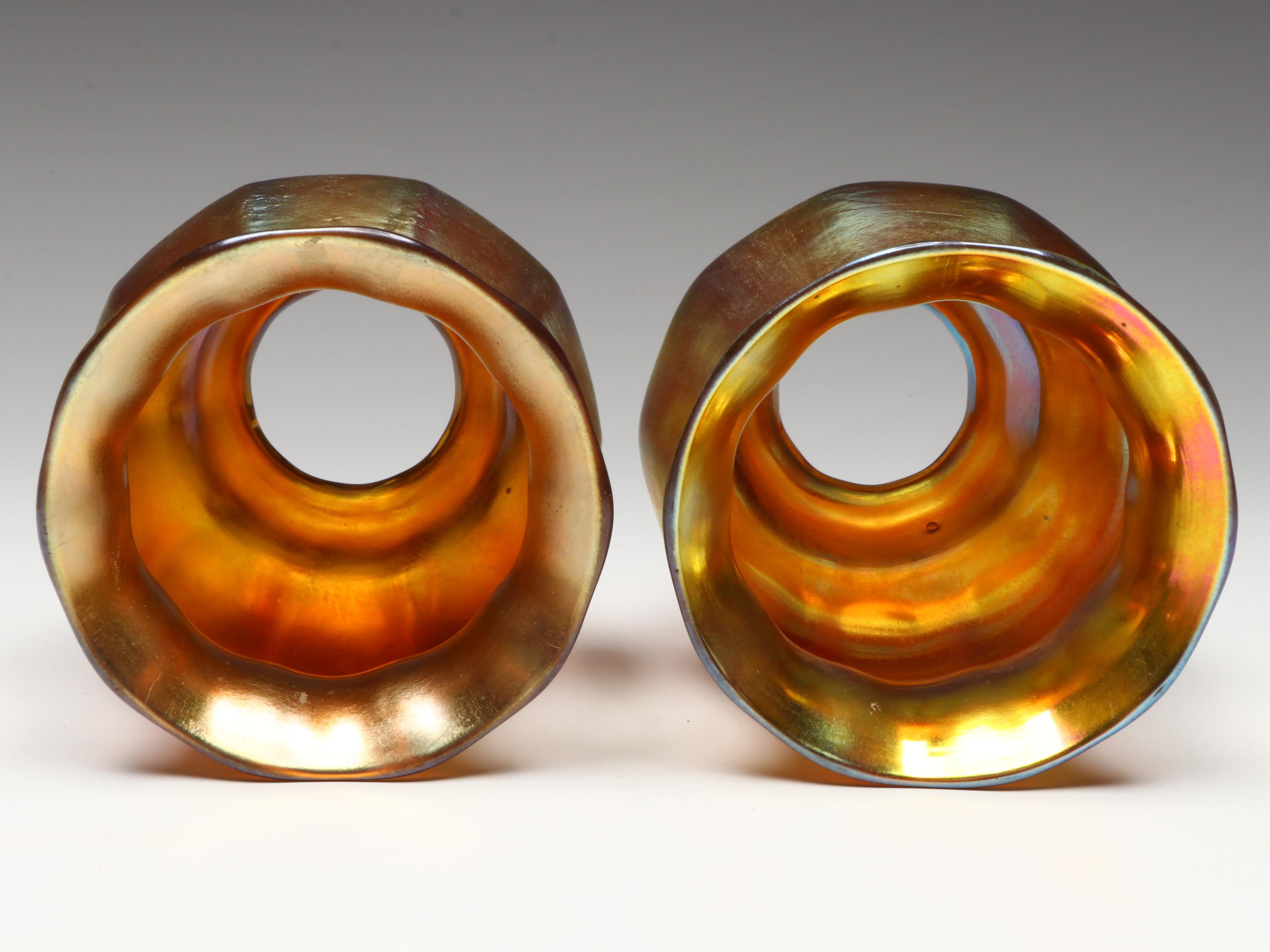 Art Nouveau Iridescent Art Glass Lamp Shades