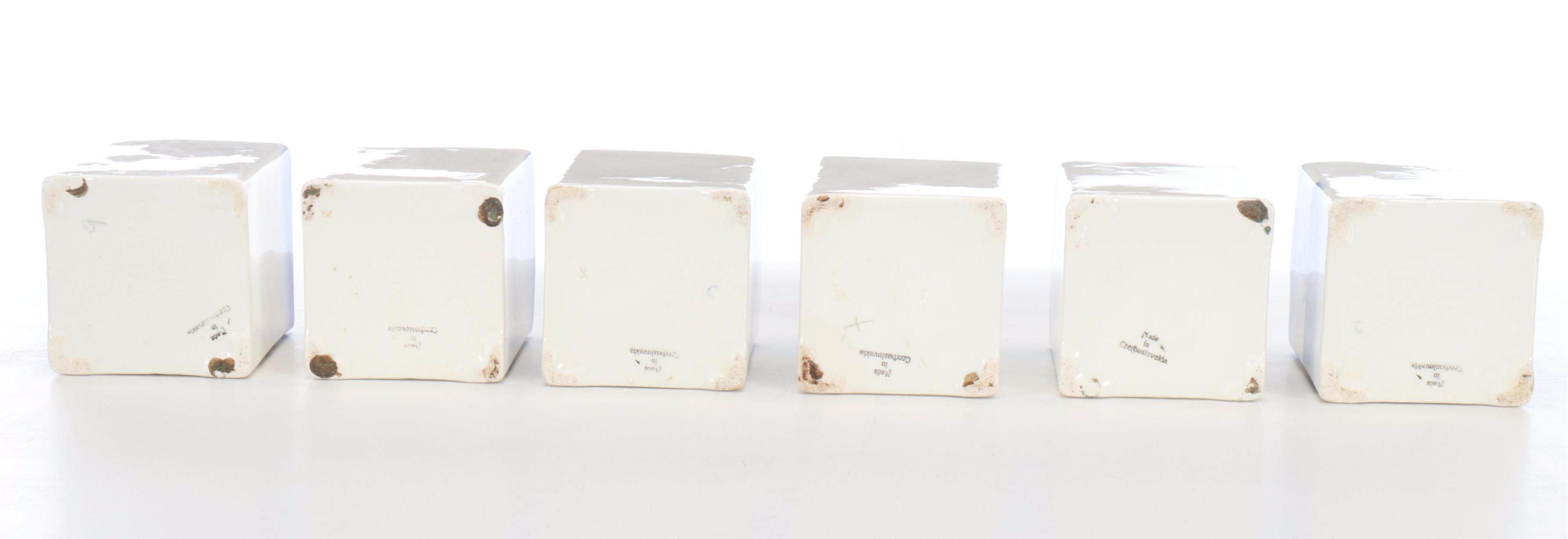 Czechoslovakian Delft Porcelain Food Storage Containers with Clocks and Shelf