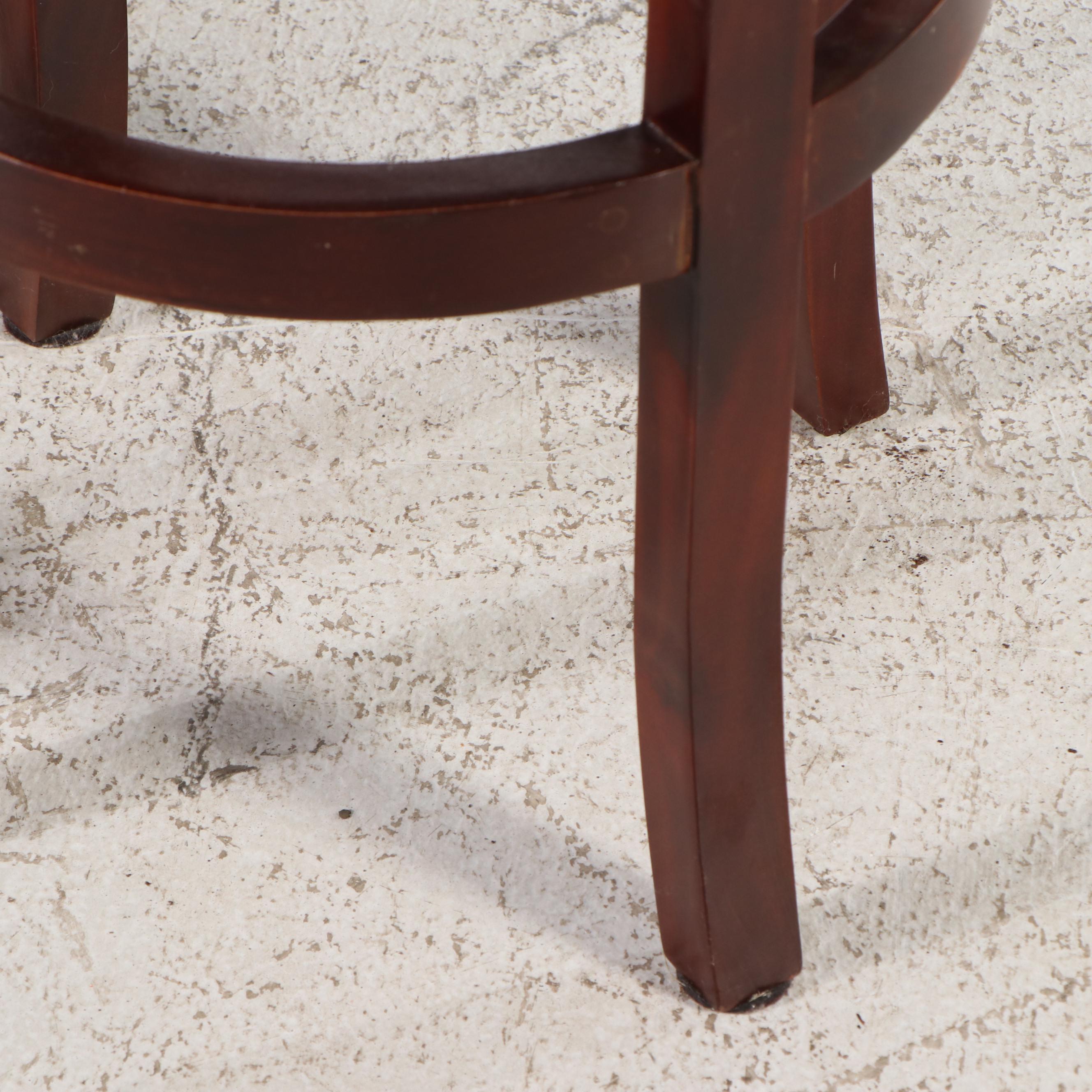 Pair of Wooden Barstools with Woven Seats