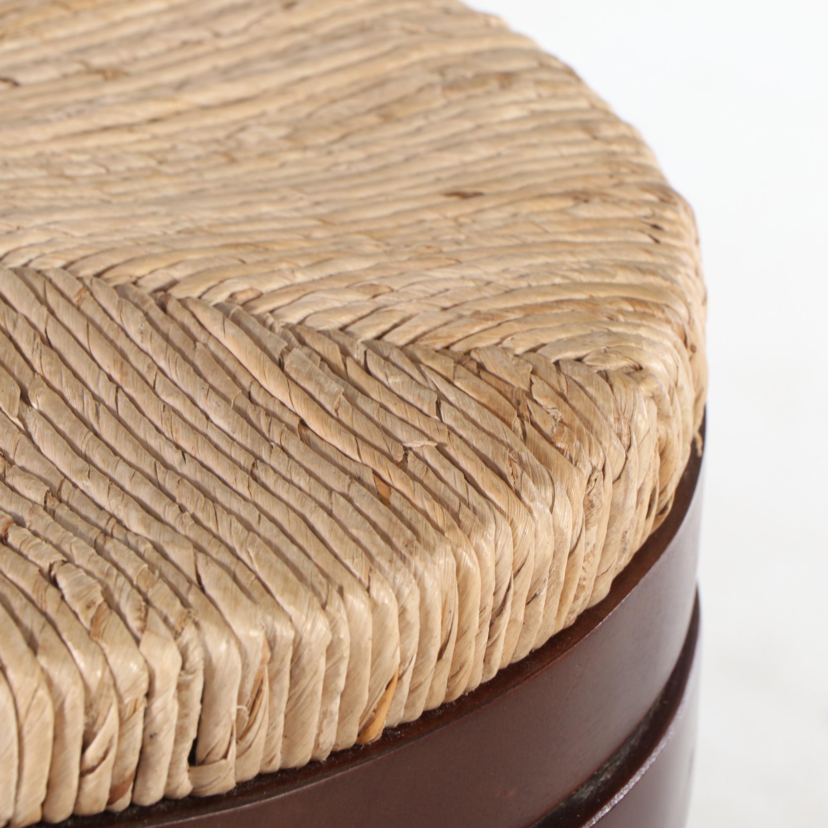 Pair of Wooden Barstools with Woven Seats