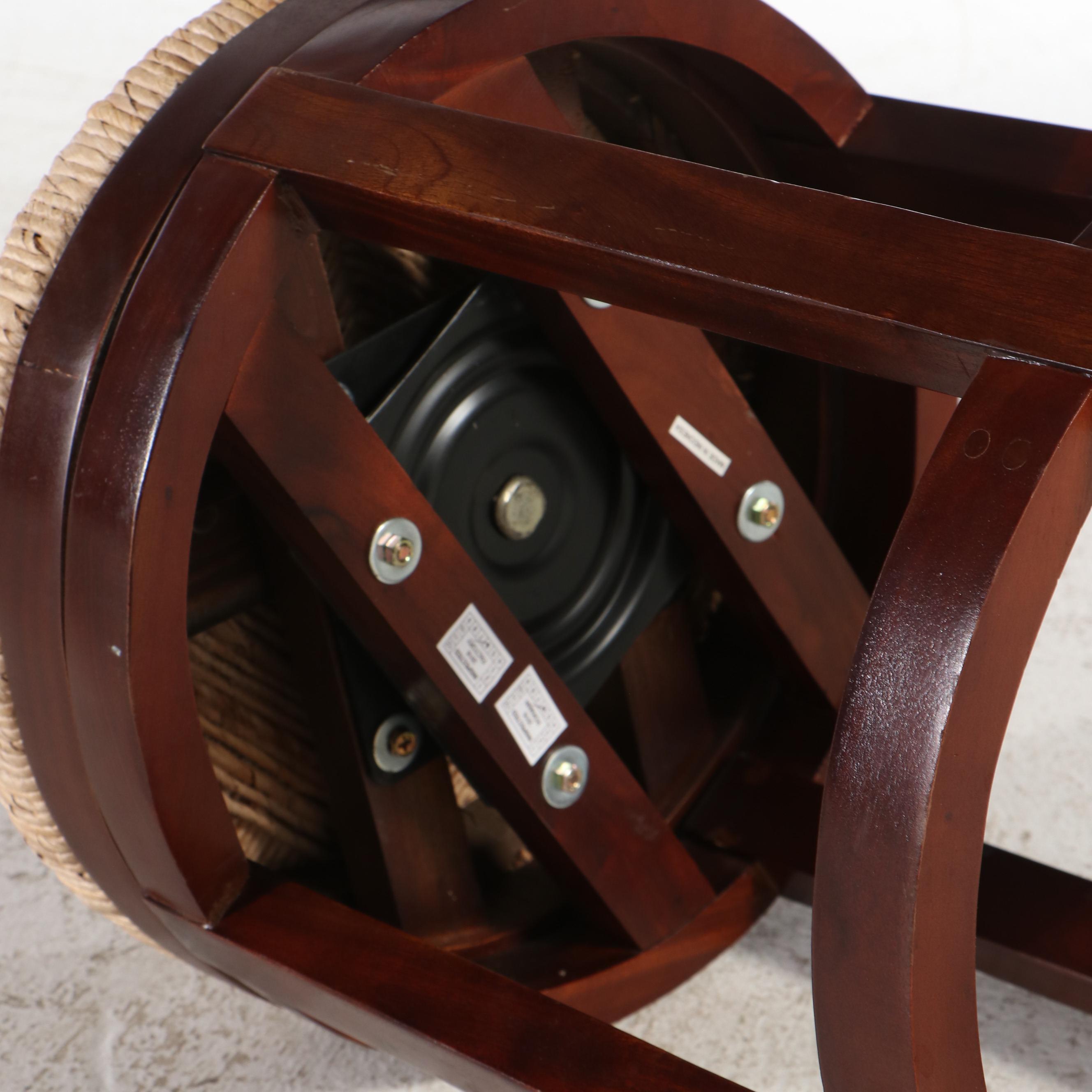 Pair of Wooden Barstools with Woven Seats