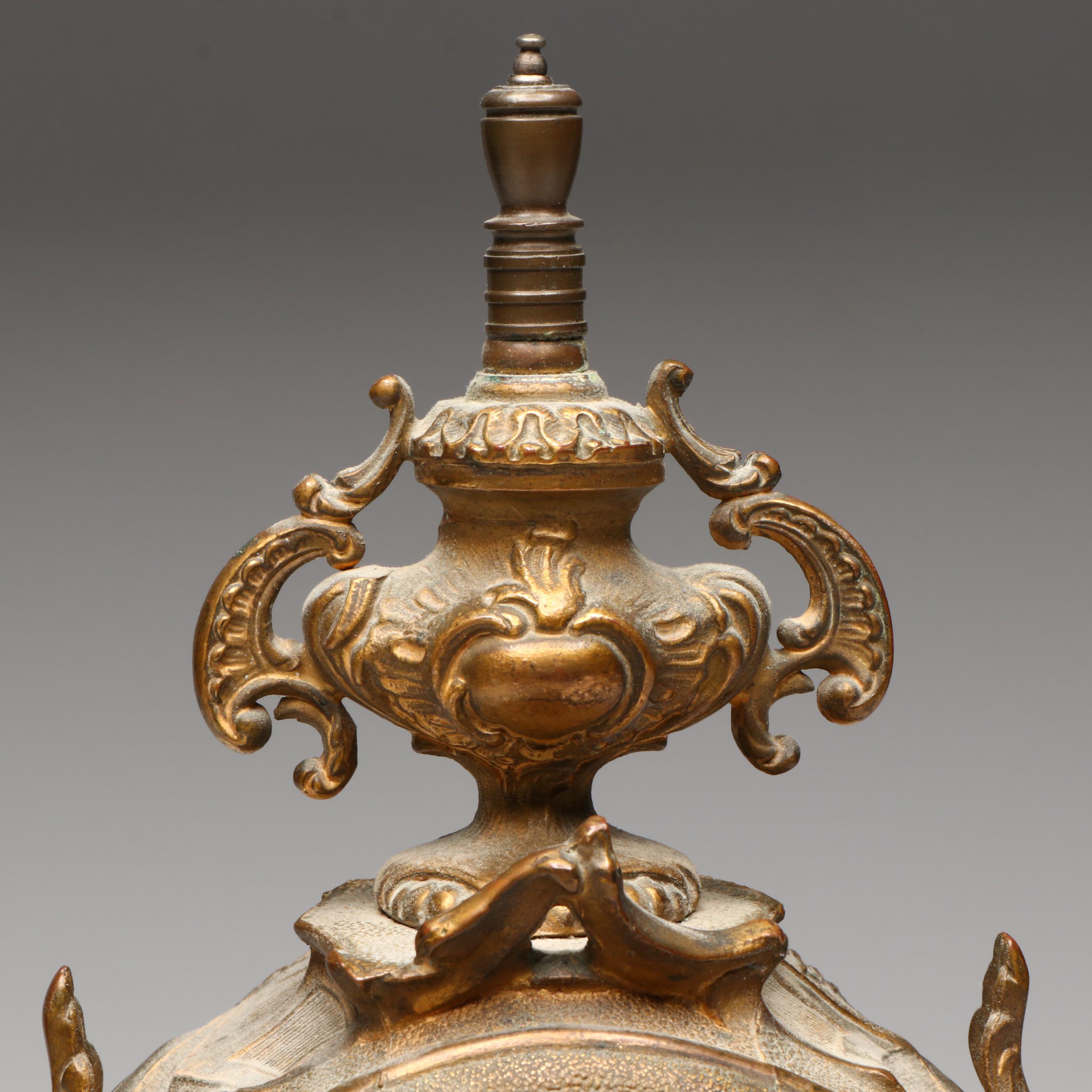 Gilbert Clock Co. Rococo Revival Brass Mantel Clock