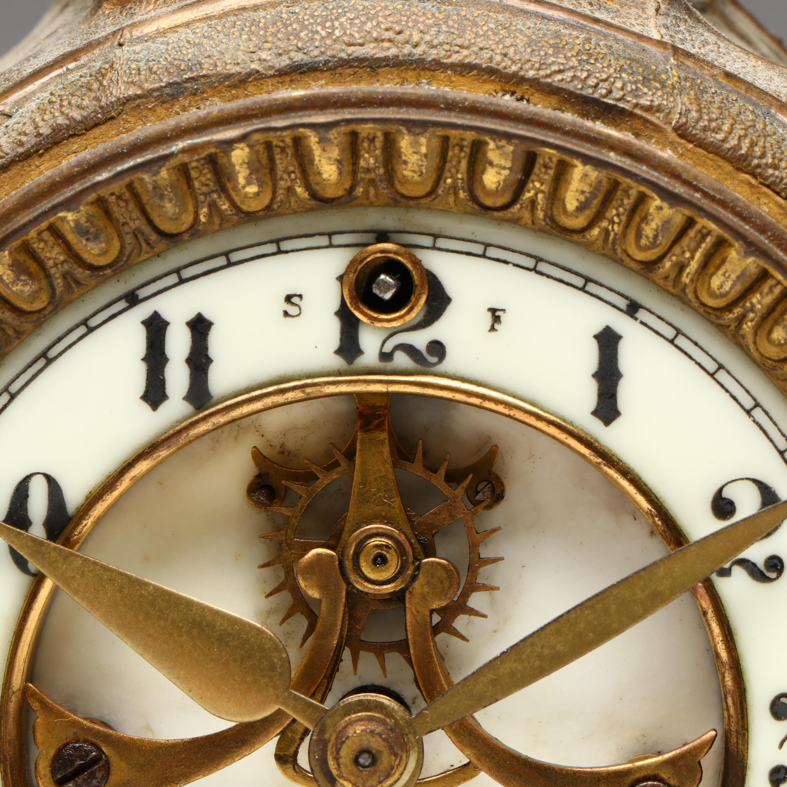 Gilbert Clock Co. Rococo Revival Brass Mantel Clock