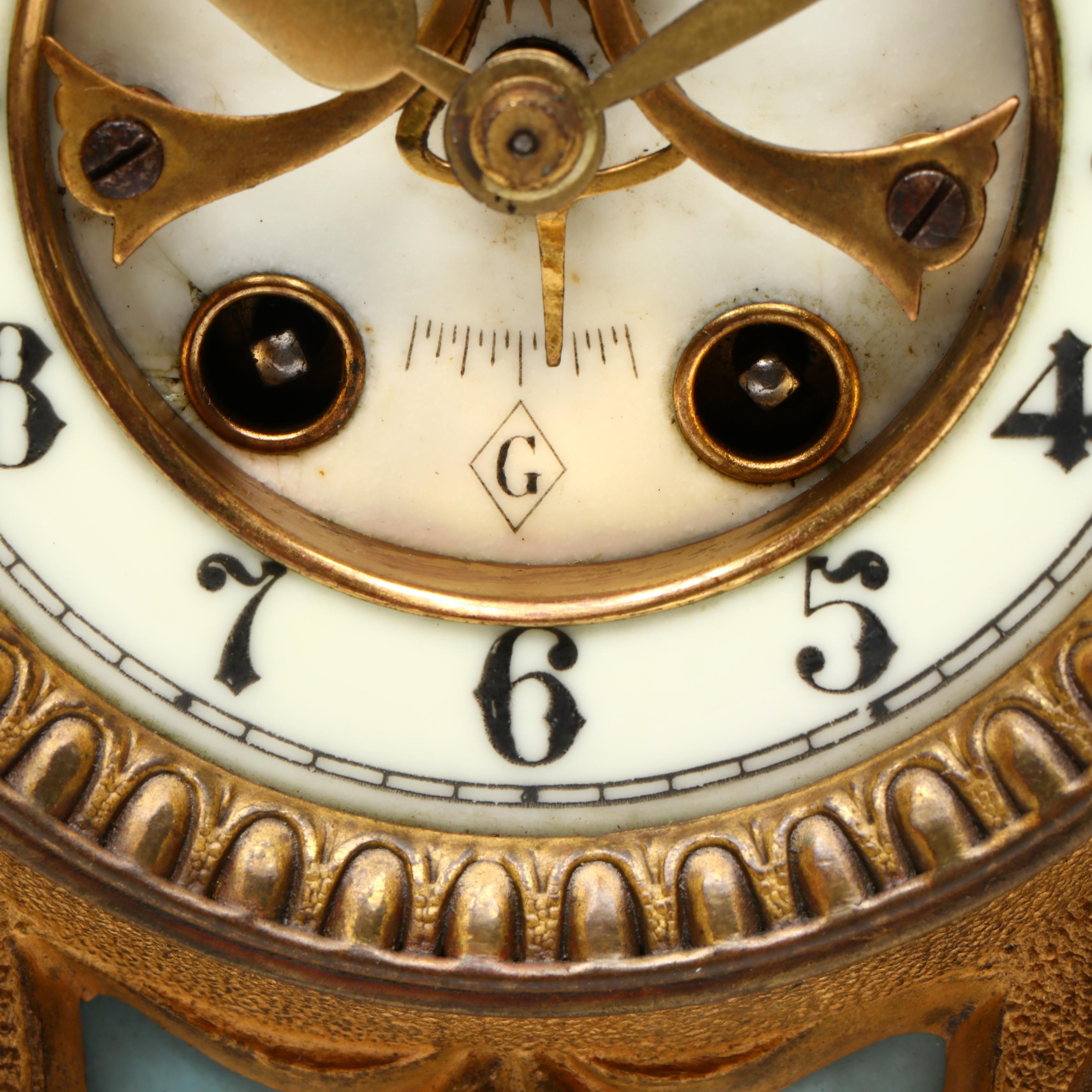 Gilbert Clock Co. Rococo Revival Brass Mantel Clock