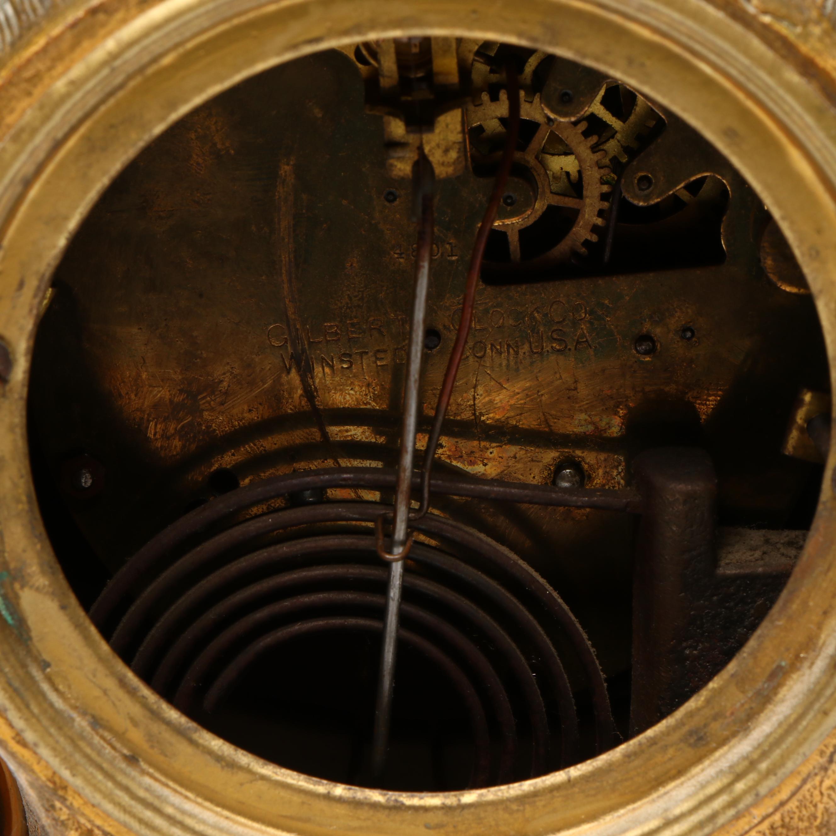 Gilbert Clock Co. Rococo Revival Brass Mantel Clock