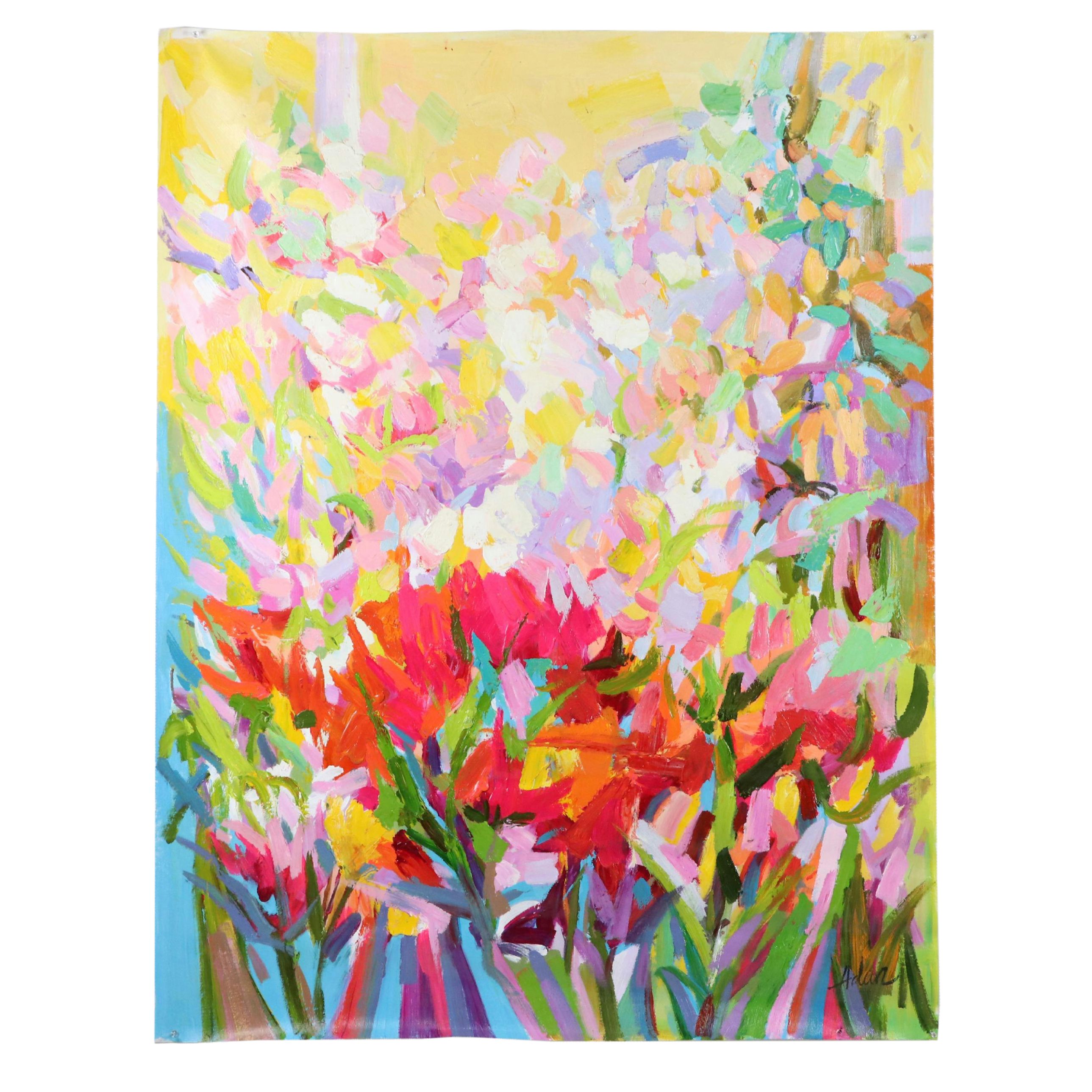 Stylized Floral Oil Painting, 21st Century