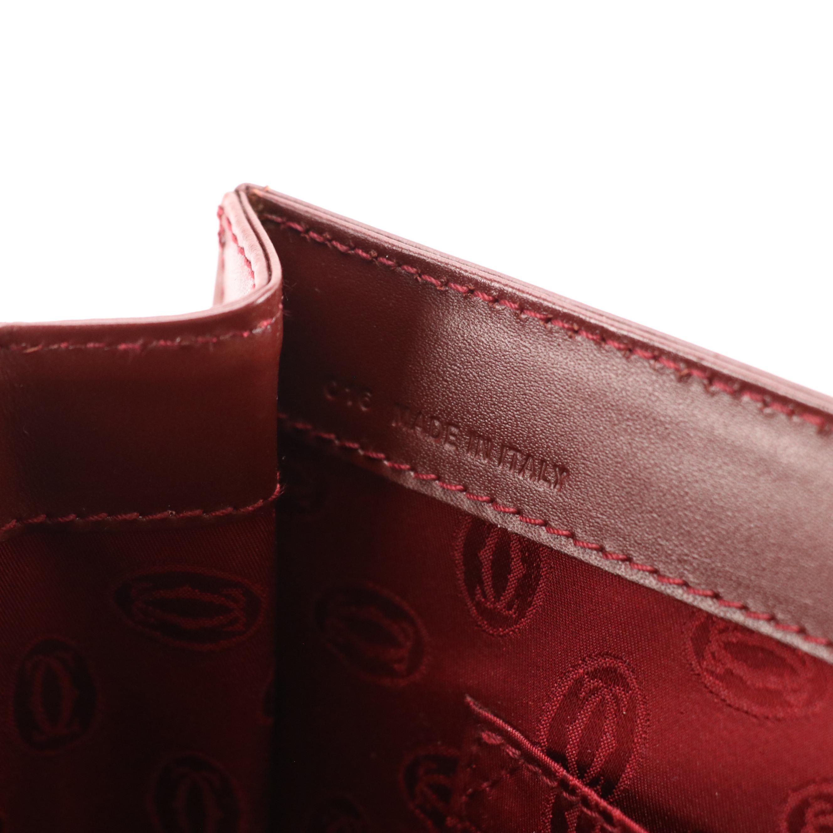 Cartier Must de Cartier Top Handle Turnlock Satchel in Burgundy Calfskin Leather