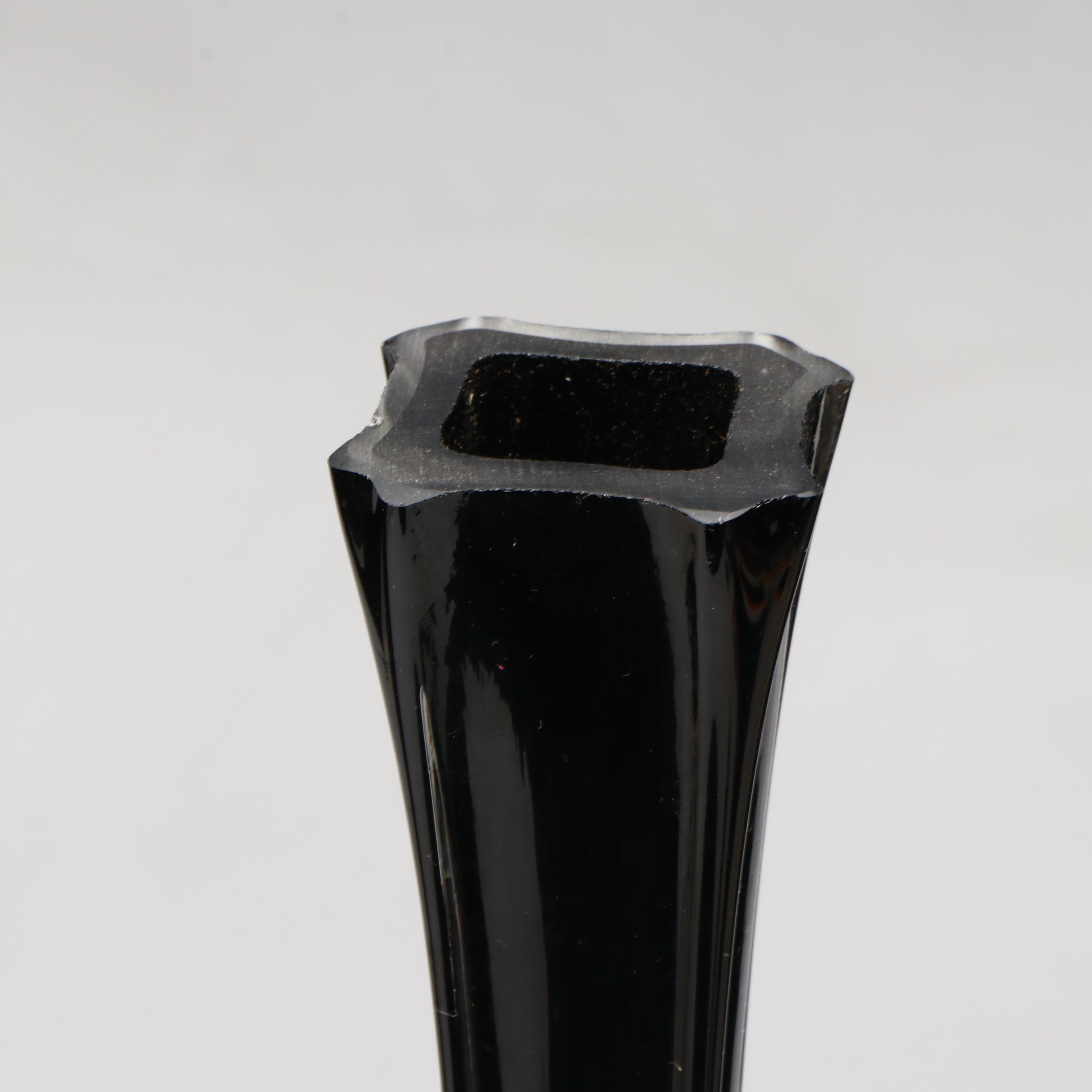 MCM Style Black Cased Clear Glass Tower Vases