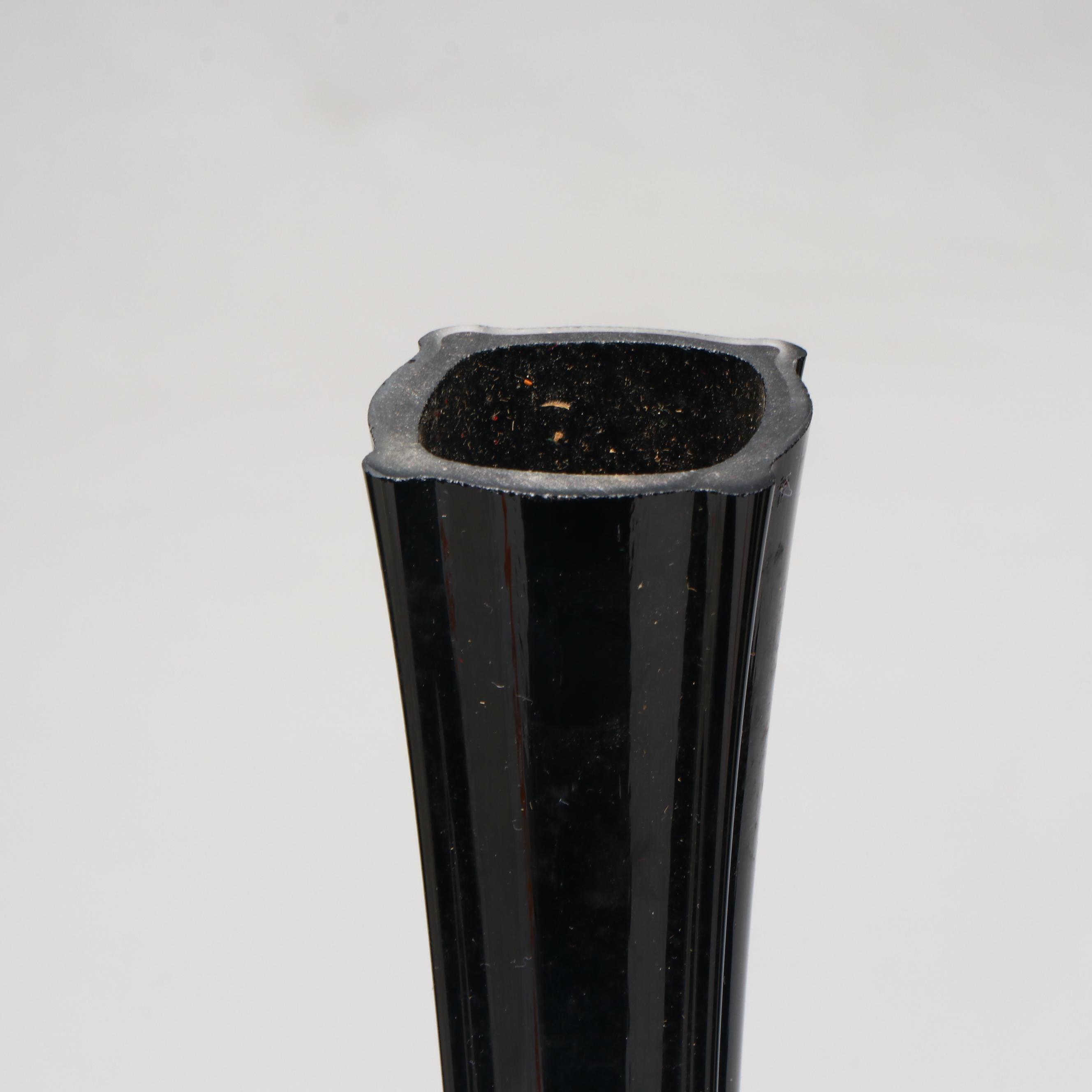 MCM Style Black Cased Clear Glass Tower Vases