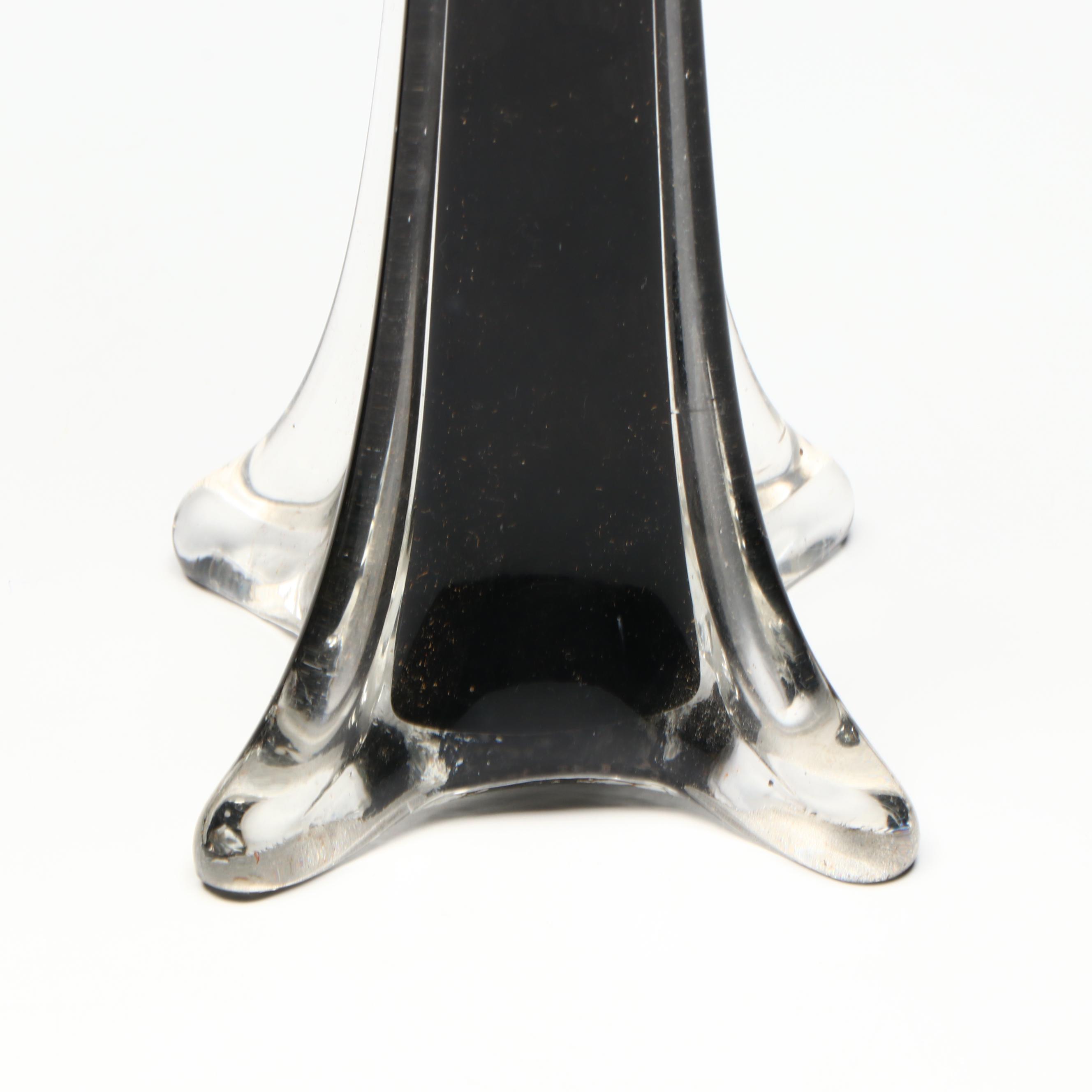 MCM Style Black Cased Clear Glass Tower Vases