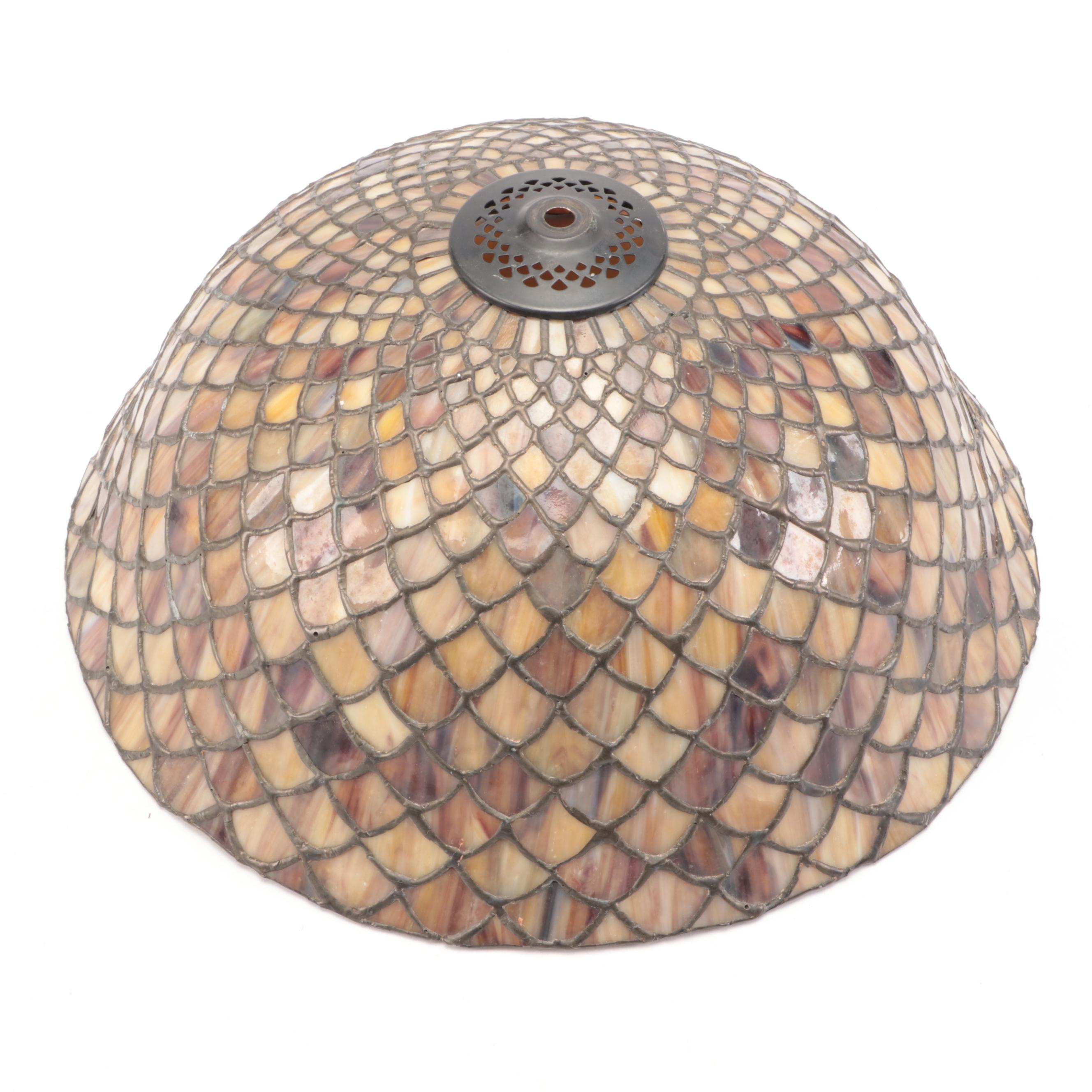 Meyda Tiffany Bronzed Metal Waterlily Lamp with Fishscale Slag Glass Shade
