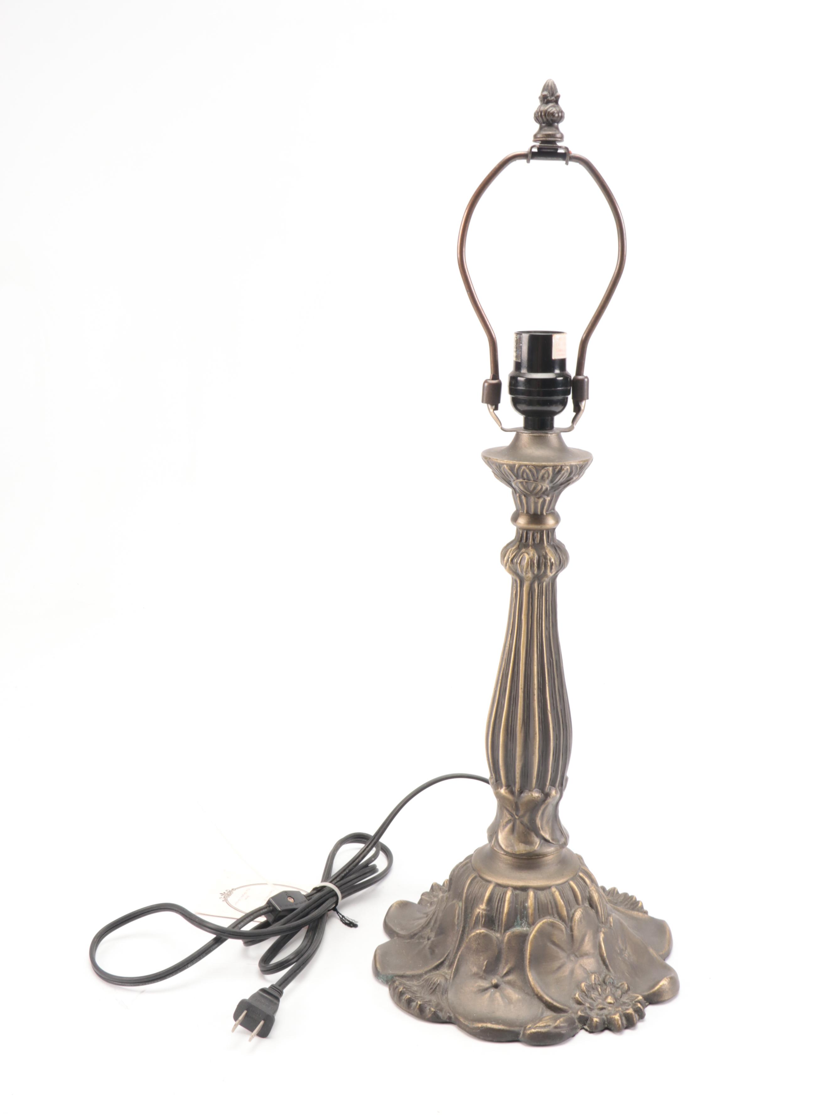 Meyda Tiffany Bronzed Metal Waterlily Lamp with Fishscale Slag Glass Shade