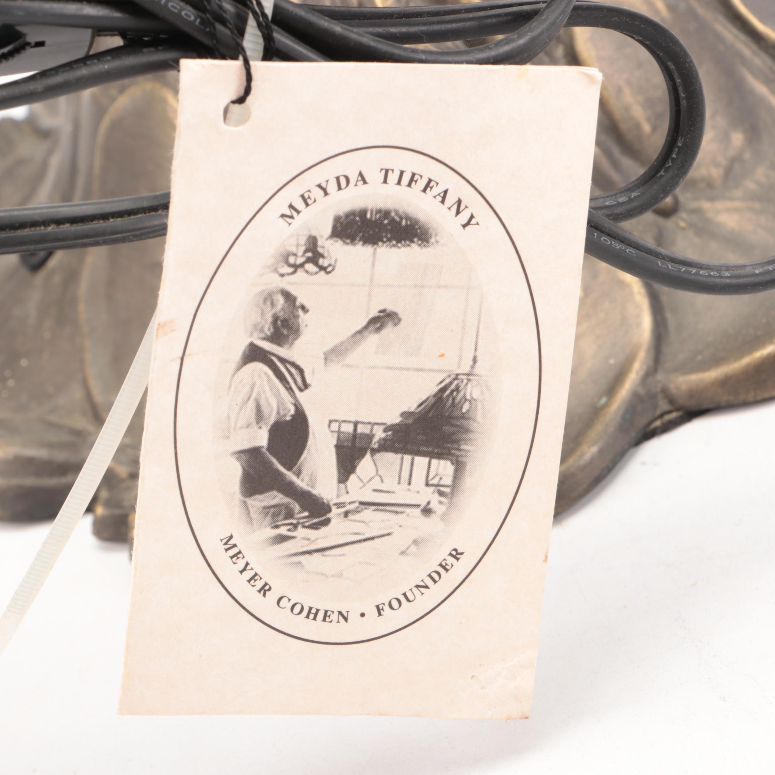 Meyda Tiffany Bronzed Metal Waterlily Lamp with Fishscale Slag Glass Shade